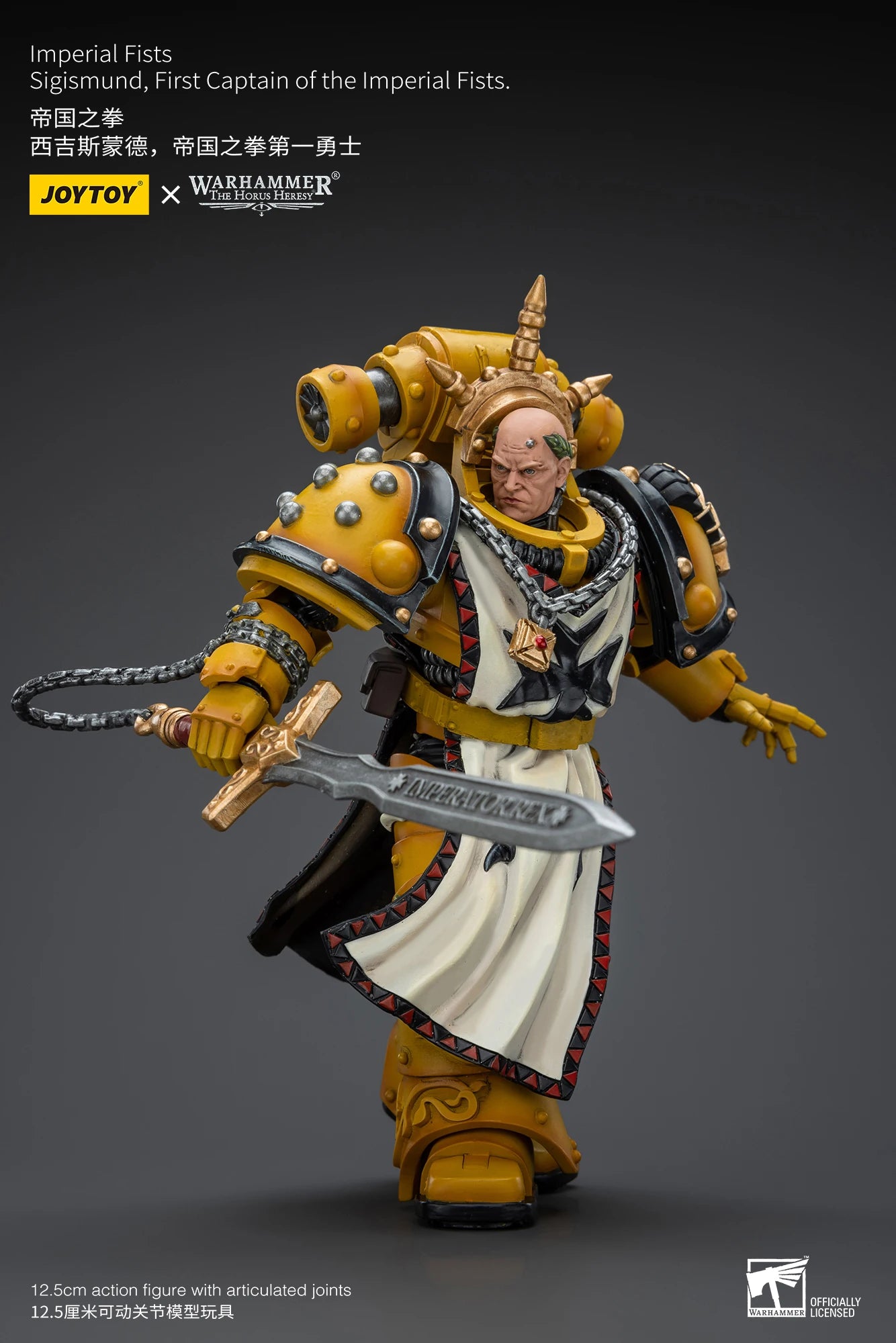JOYTOY Warhammer 40K 1/18 Action Figure Imperial Fists Sigismund, First Captain of the Imperial Fists Anime figures Toys Model