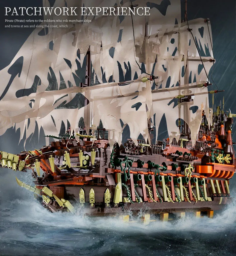Mould King 13197 Pirate Ship Building Blocks Flying Dutchman Boat Construction Kit for Adults Kids Bricks Toys Christmas Gifts