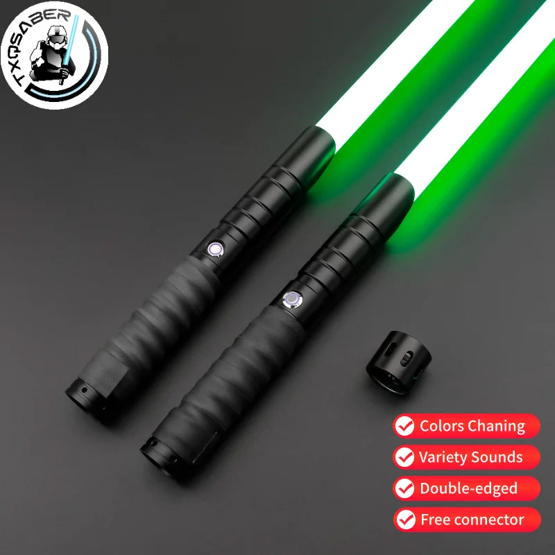 TXQSABER Double Heavy Dueling Lightsaber Smooth Swing Laser Sword Metal Hilt with Strap Blaster Force Jedi Training Cosplay Kids