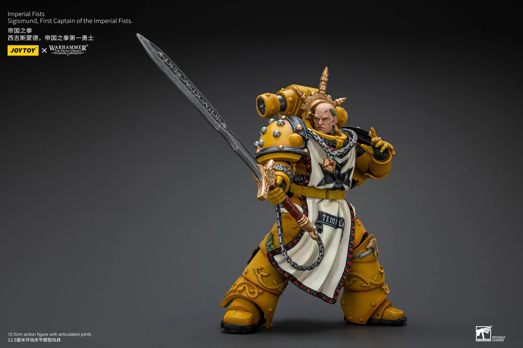 JOYTOY Warhammer 40K 1/18 Action Figure Imperial Fists Sigismund, First Captain of the Imperial Fists Anime figures Toys Model