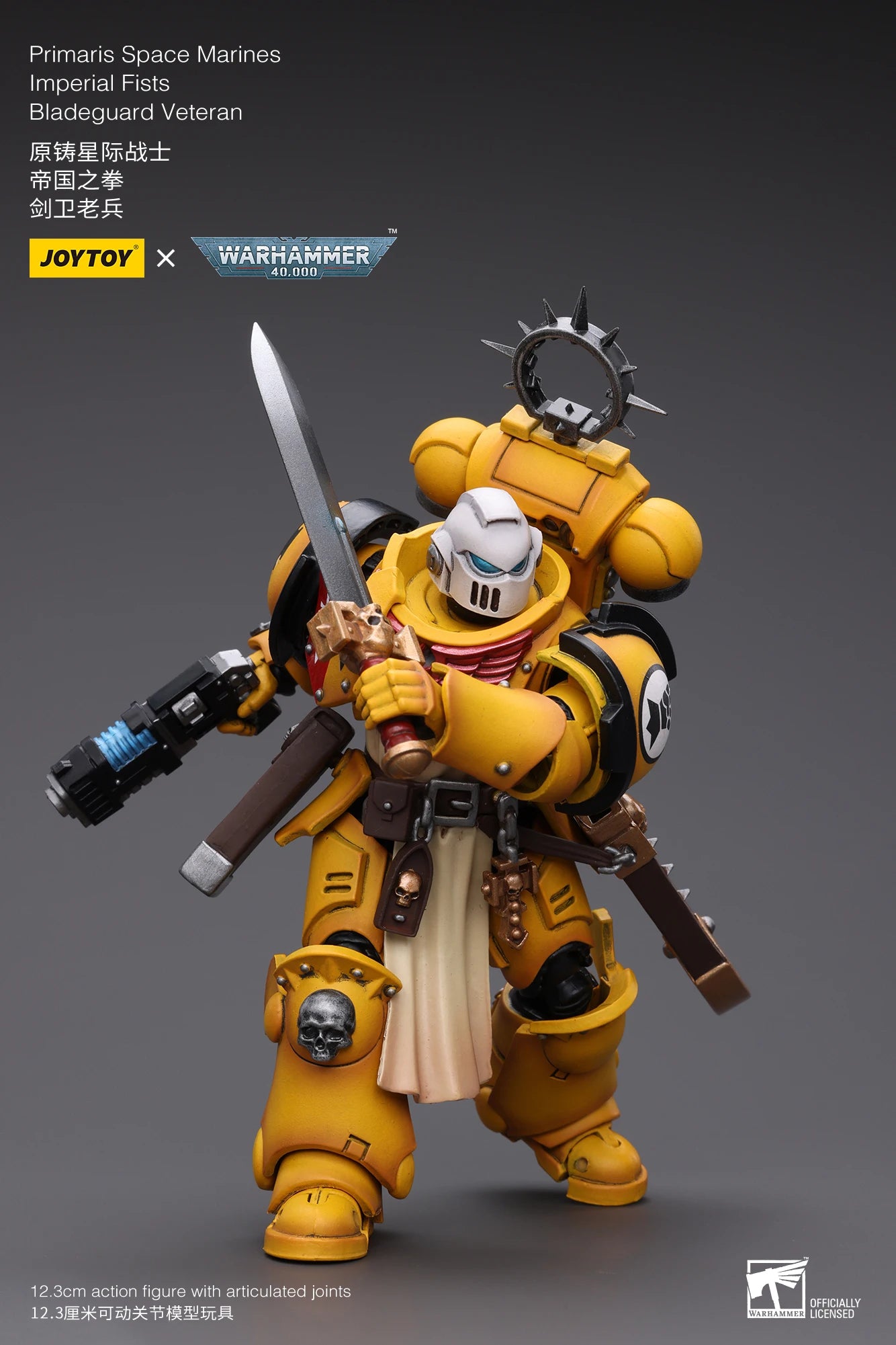 JOYTOY Warhammer 40K 1/18 Action Figure Primaris Space Marines Imperial Fists Bladeguard Veteran4PCS Anime Military Model