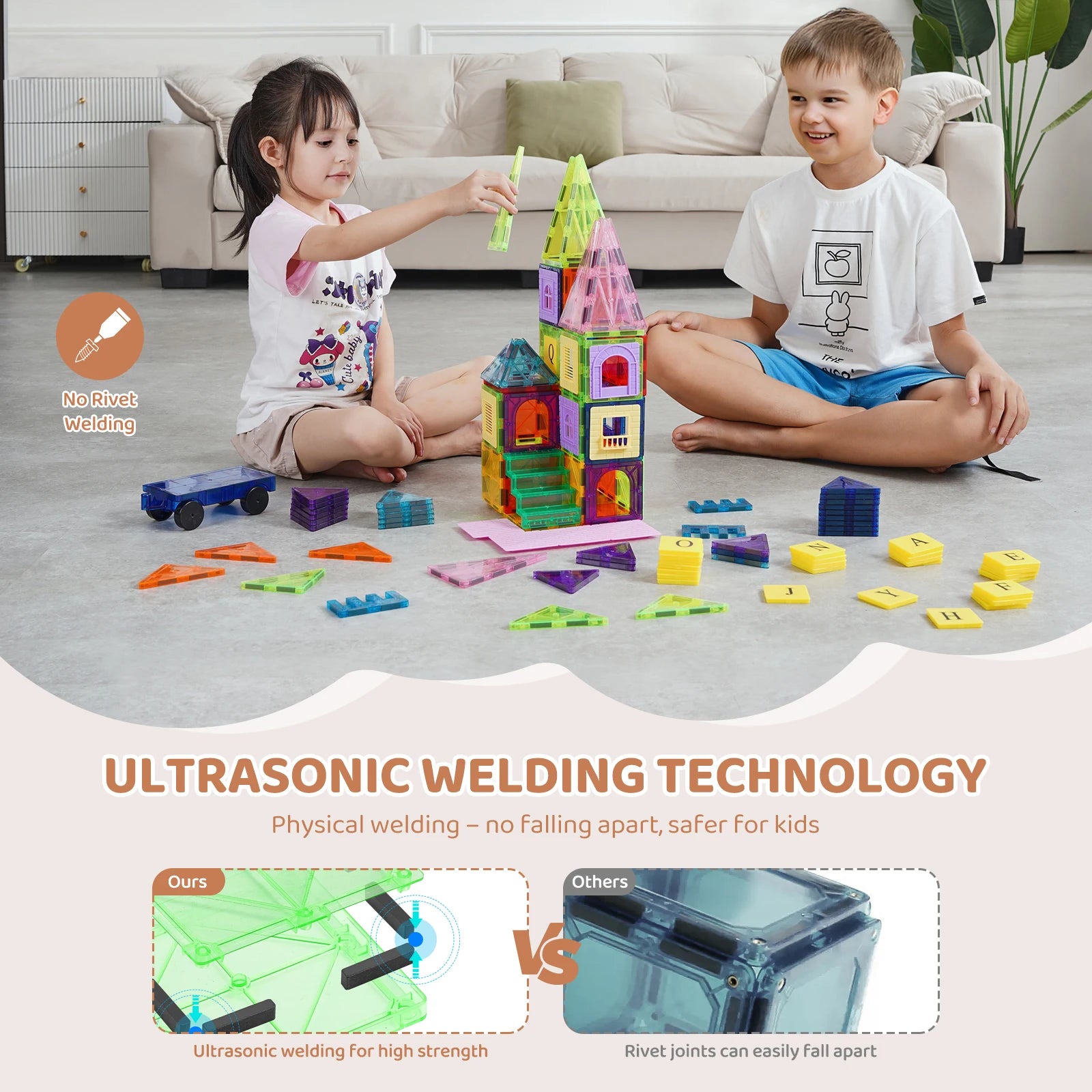 SucceBuy 121PCS Magnetic Building Blocks Set Construction Puzzle Magnetic Sheet Tiles Boys Girls Children Montessori Toys Gifts