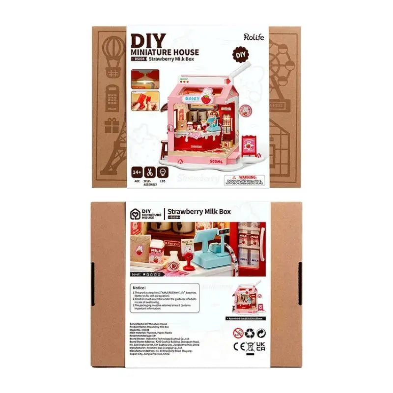 Robotime Rolife Food Box Shop DIY Miniature House Kit Easy Assembly Building Block Kits for Children Kids Sweet Color Design