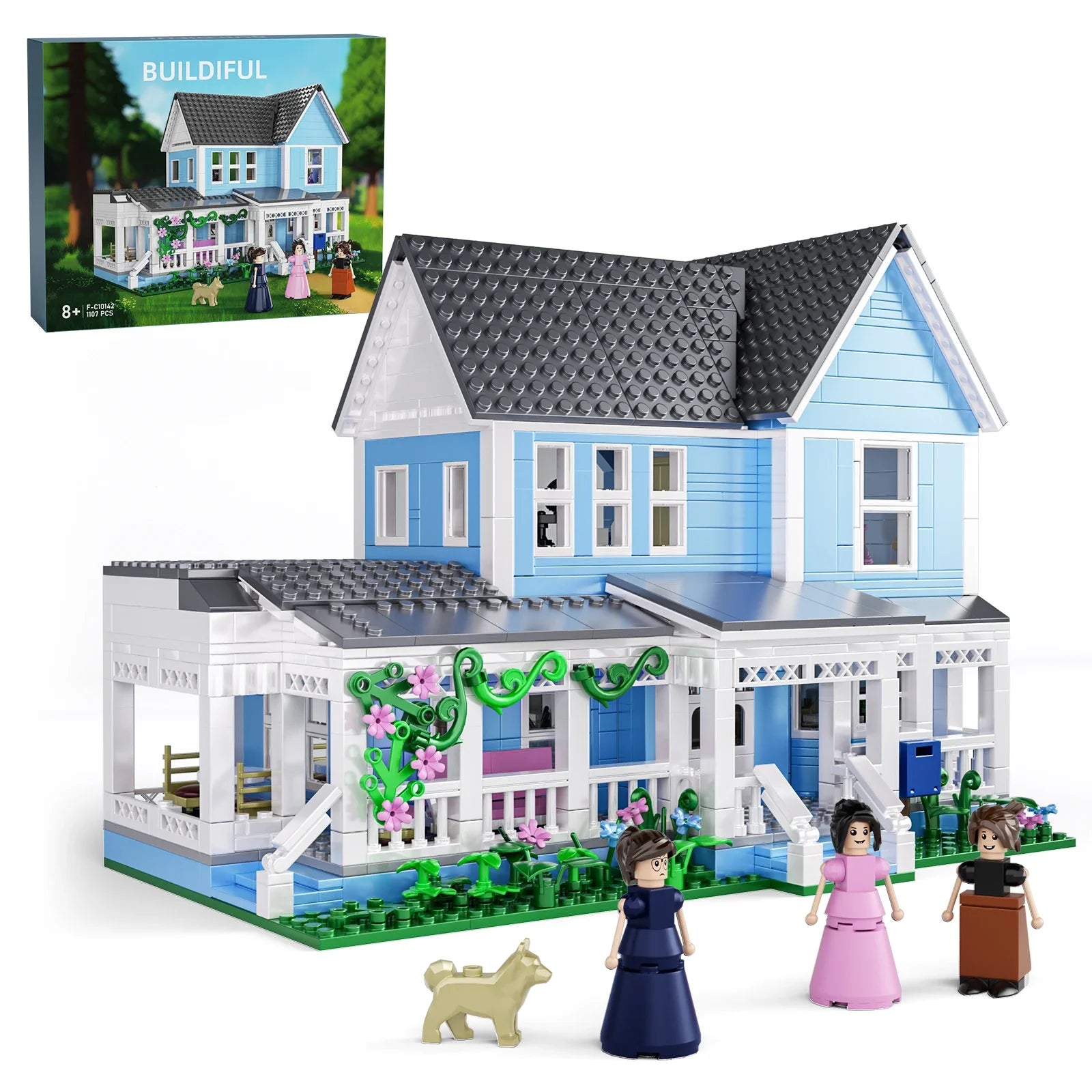 BuildMOC Lorelai Girls Movie House Building Block Girls Blue Palace Model Toys Ideas Hut Set Children Gifts (1107PCS)