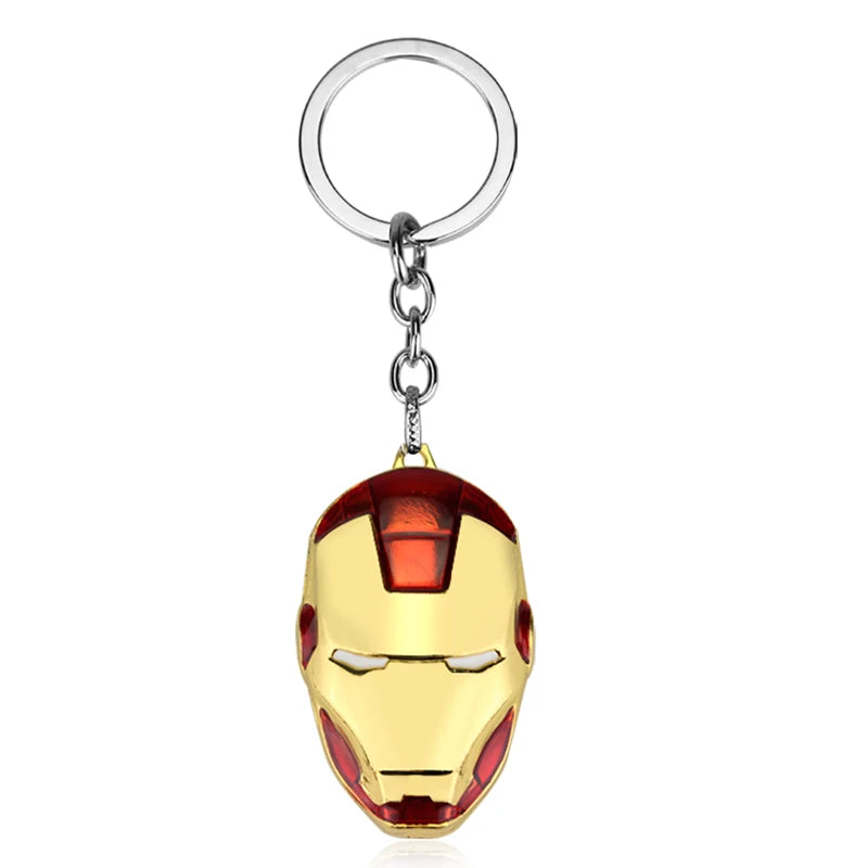 Marvel Avengers Keychain Superhero Iron Man Helmet Metal Pendant Keyring Car Backpack Key Holder Trend Jewelry Accessories Gifts