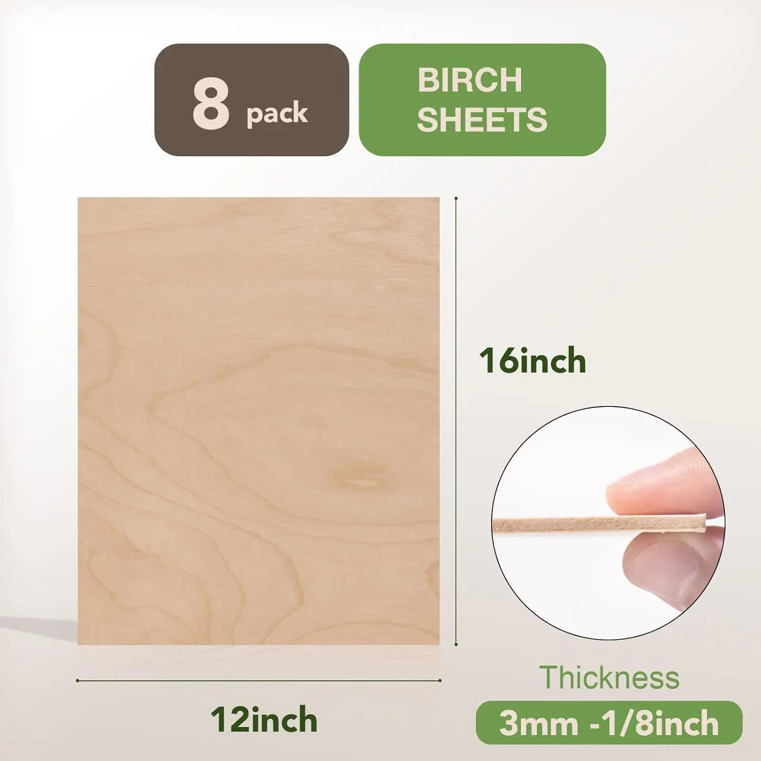 Robotime 6 Pack Maple Plywood 1/8 12x12x1/8inch 3mm Wood Sheets Thin Unfinished Maple Plywood for Laser Cutting and Engraving