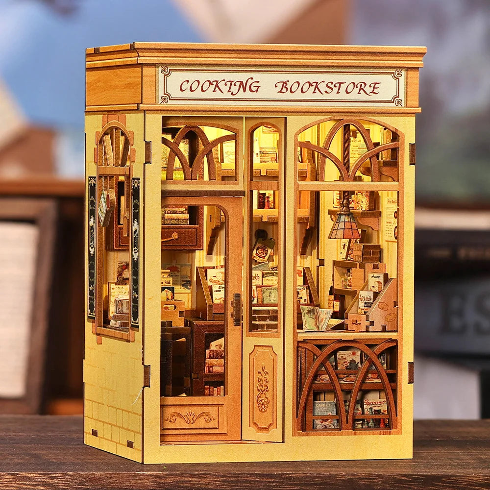 Cutebee DIY Miniature Booknook 3D Wooden Puzzle Bookshelf Insert for Dollhouses Perfect Child Birthday Gift Home Decor