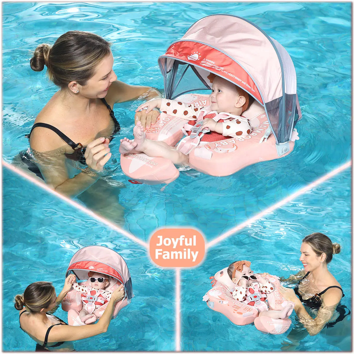 Mambobaby Float Axie Baby Pool Float: Safe & Comfortable Swim Trainer for Infant & Toddler, Non-Inflatable, UV Protection Canopy