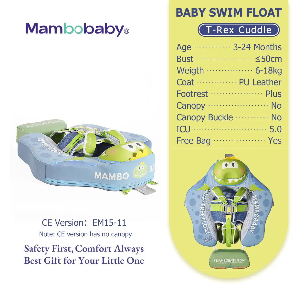 Mambobaby Float Safe Solid Core ST-Unicorn B503-143-W-Z Comfort Always: Skin-friendly Coat Baby Swimming Ring Toddler Pool Float