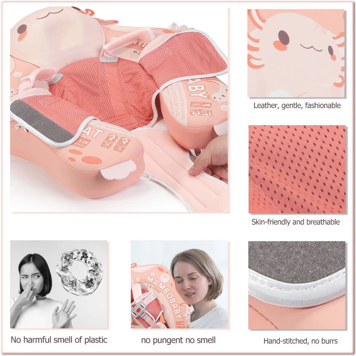 Mambobaby Float Axie Baby Pool Float: Safe & Comfortable Swim Trainer for Infant & Toddler, Non-Inflatable, UV Protection Canopy