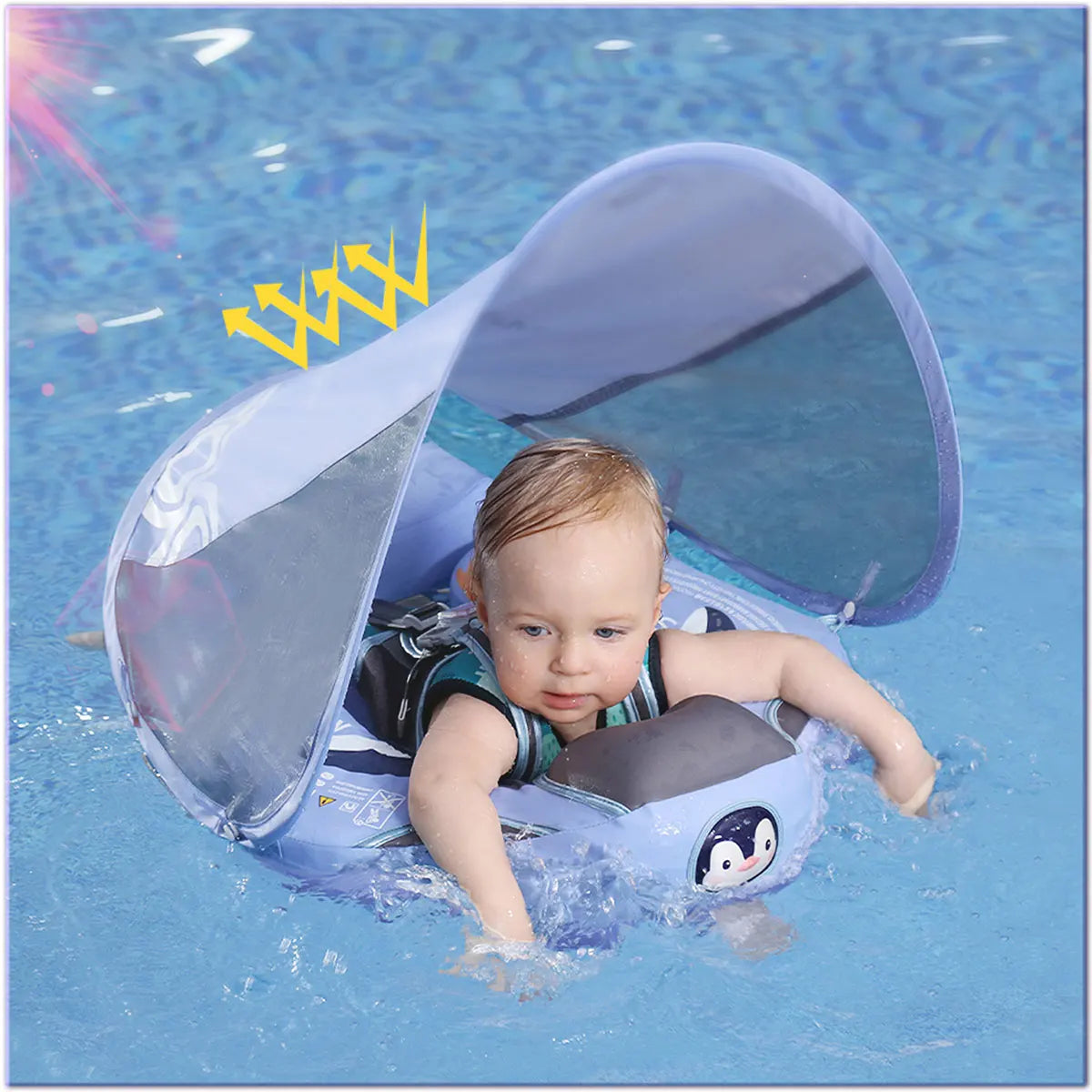 Mambobaby Baby Pool Float Blackproof Pool Mat For Infant Non-Inflatable Natation Buoy With Parasol Beach Toys For 3-24 Months