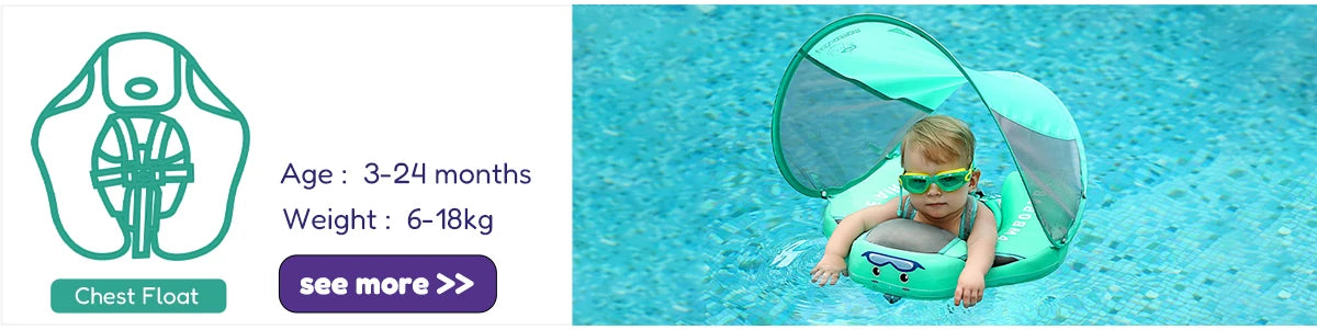 2024 New Mambobaby Animals Float Non-Inflatable Solid Baby Swimming buoy Water Trainer Infant Pool Floator Swim Ring with Canopy