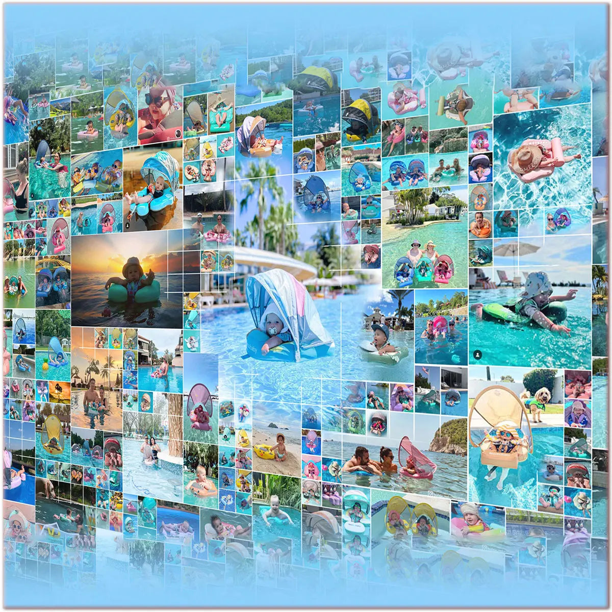 Mambobaby Float Axie Baby Pool Float: Safe & Comfortable Swim Trainer for Infant & Toddler, Non-Inflatable, UV Protection Canopy