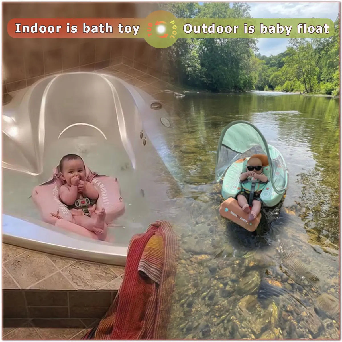 Mambobaby Float Axie Baby Pool Float: Safe & Comfortable Swim Trainer for Infant & Toddler, Non-Inflatable, UV Protection Canopy