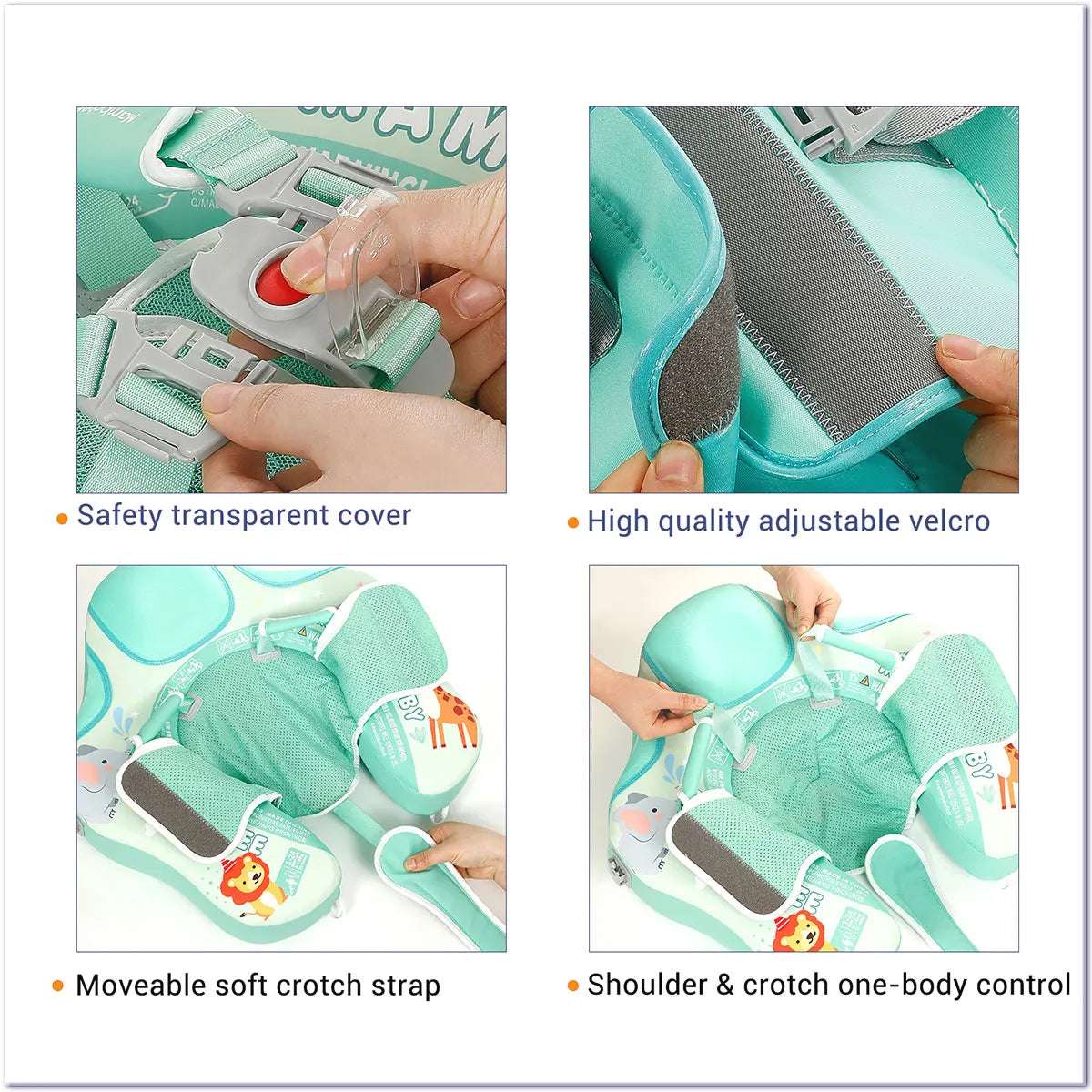 2024 New Mambobaby Animals Float Non-Inflatable Solid Baby Swimming buoy Water Trainer Infant Pool Floator Swim Ring with Canopy