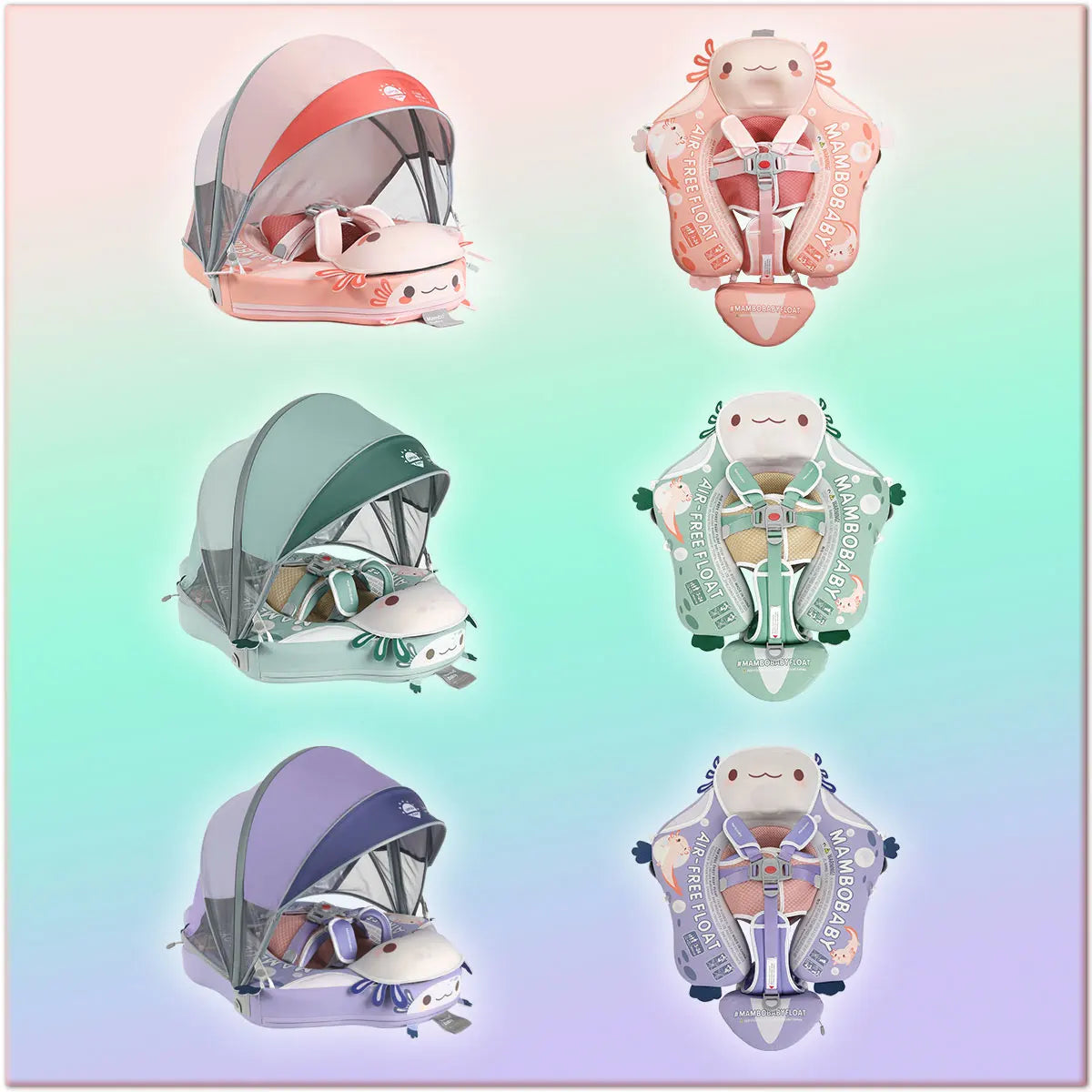 Mambobaby Float Axie Baby Pool Float: Safe & Comfortable Swim Trainer for Infant & Toddler, Non-Inflatable, UV Protection Canopy