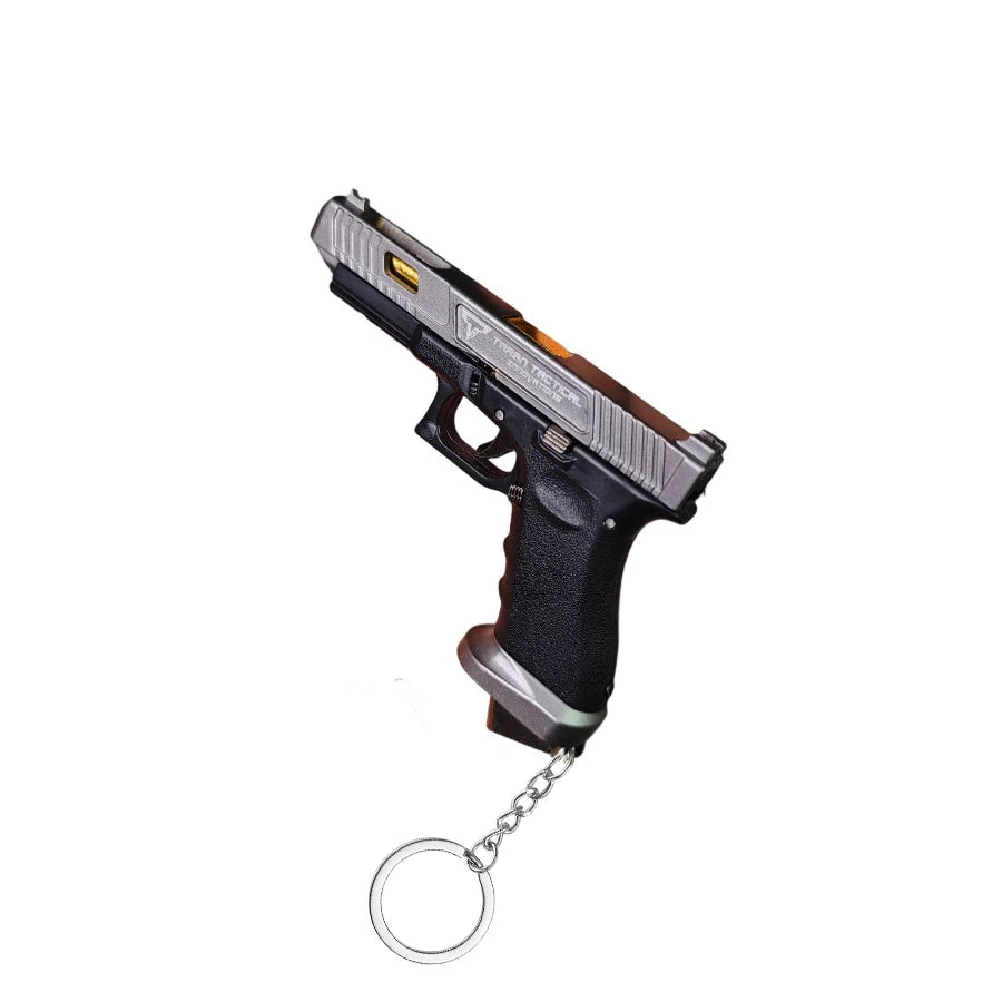 New  2025 Glock 34 Black Grey Tactical Alloy Mini Pistol Keychain Toy 1:3 Scale Shell Ejection Free Assembly Mini Gun Fidget Toy