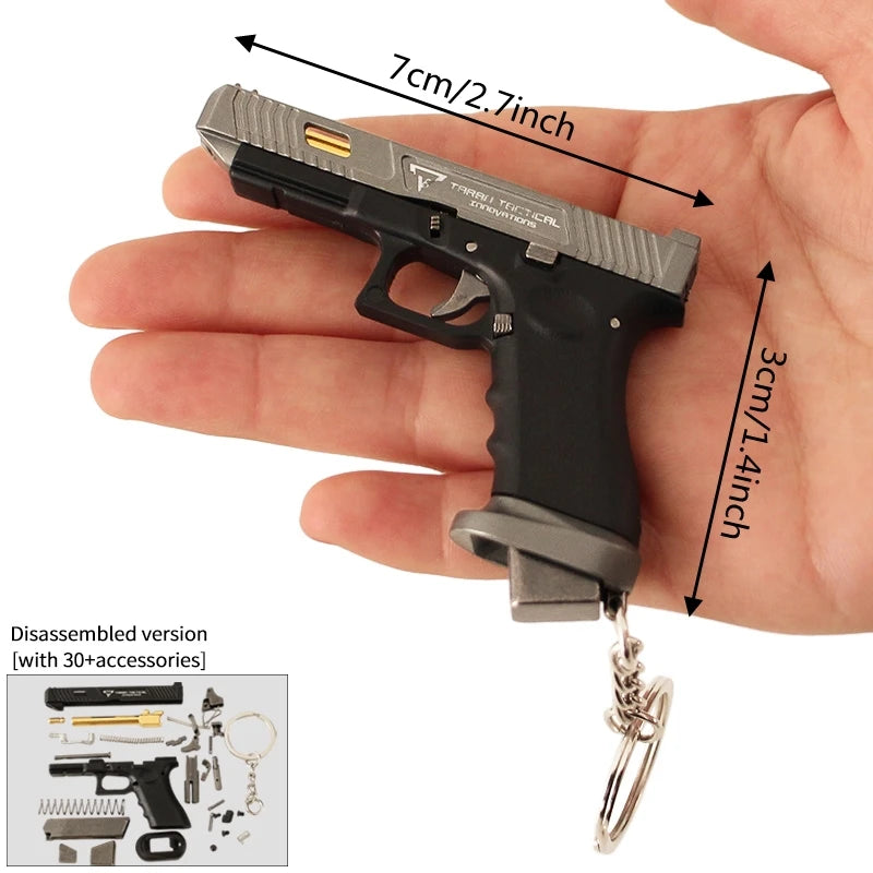 New  2025 Glock 34 Black Grey Tactical Alloy Mini Pistol Keychain Toy 1:3 Scale Shell Ejection Free Assembly Mini Gun Fidget Toy