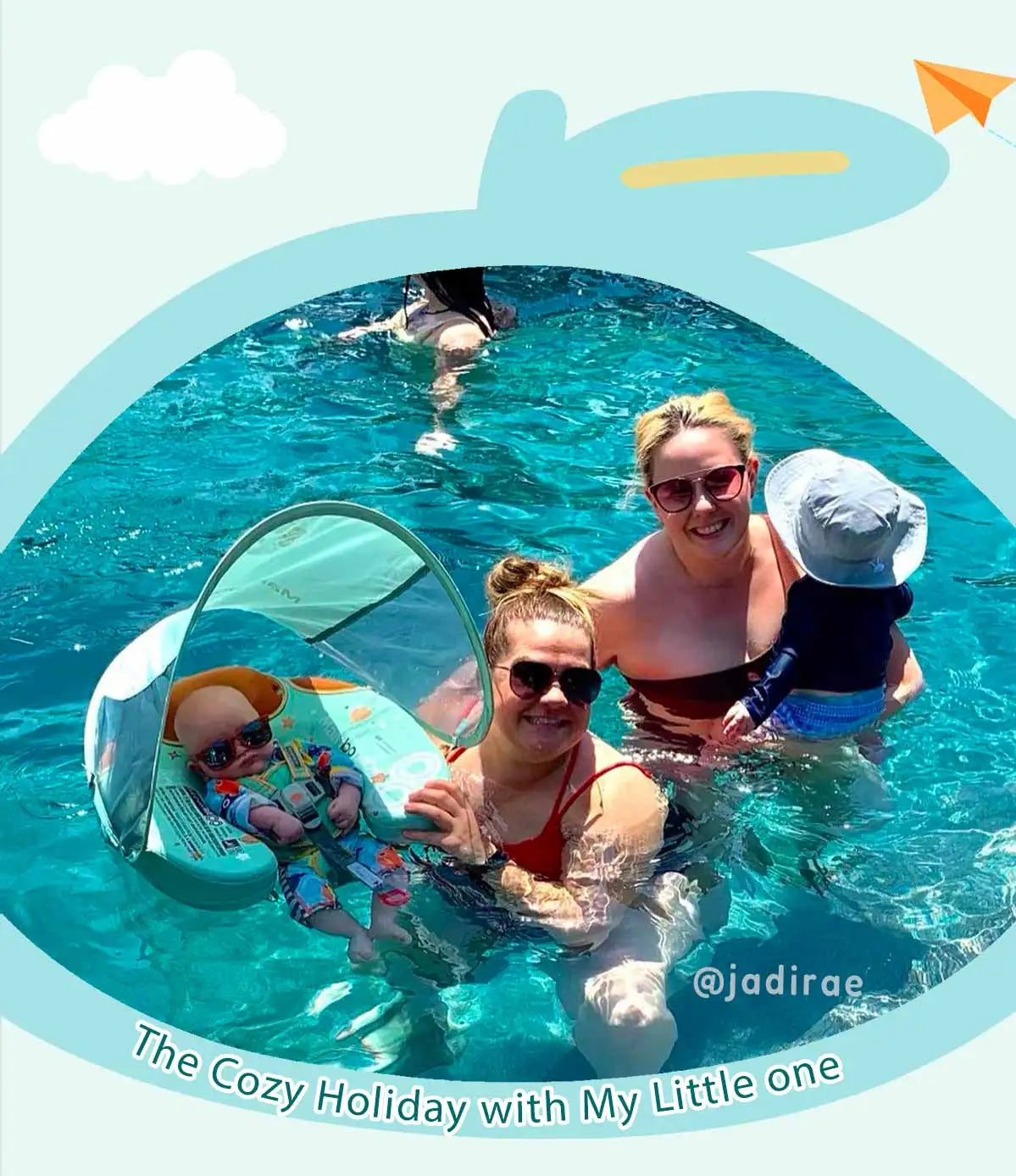 Mambobaby Baby Foldable Float Inflatable Free with Sun Canopy Safe Crotch Strap Pool Swim Ring Swim Tube Pool Float Water Circle