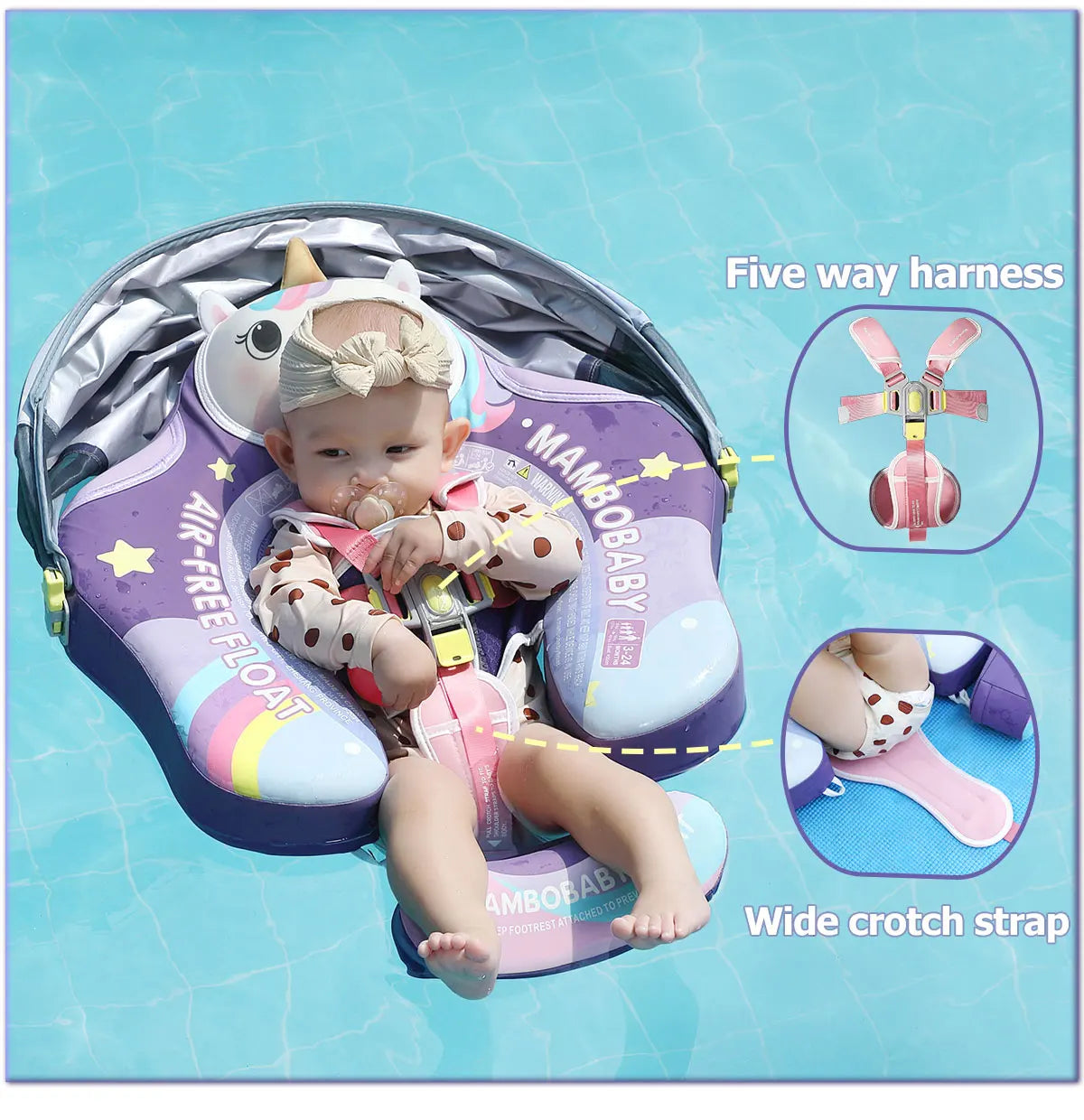 Mambobaby Float Safe Solid Core ST-Unicorn B503-143-W-Z Comfort Always: Skin-friendly Coat Baby Swimming Ring Toddler Pool Float