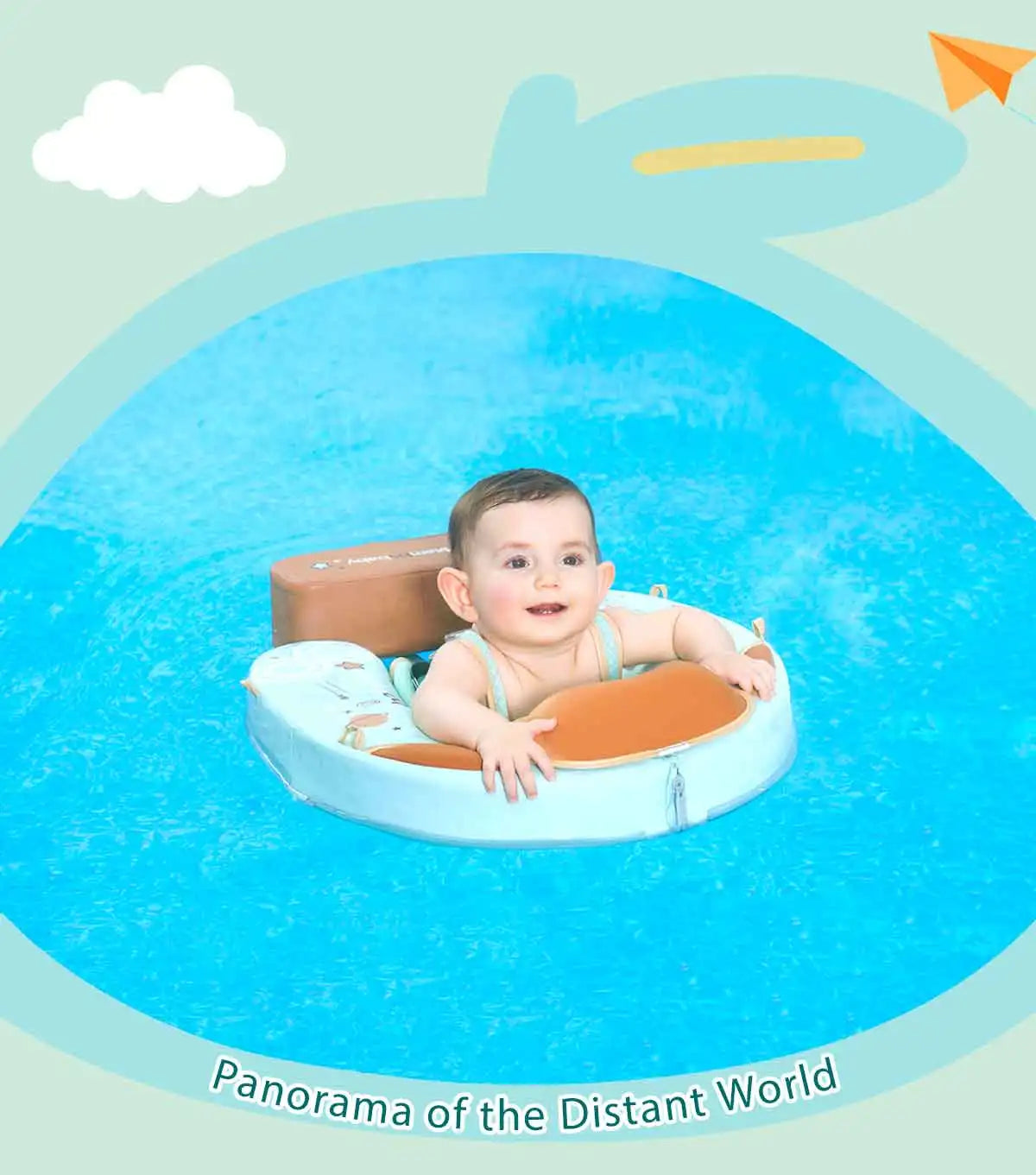 Mambobaby Baby Foldable Float Inflatable Free with Sun Canopy Safe Crotch Strap Pool Swim Ring Swim Tube Pool Float Water Circle