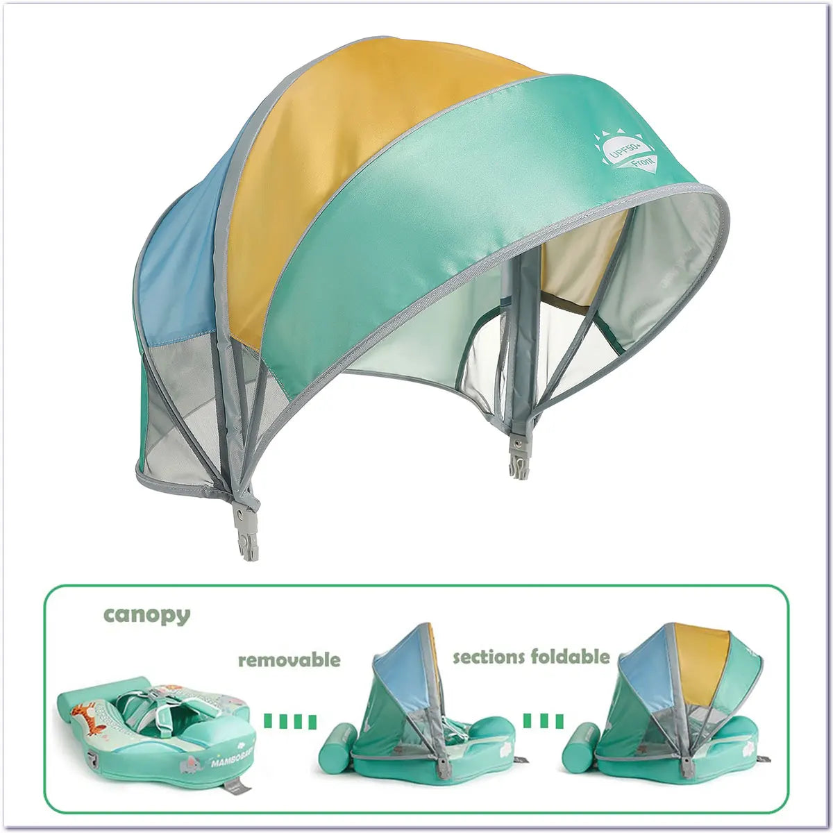 2024 New Mambobaby Animals Float Non-Inflatable Solid Baby Swimming buoy Water Trainer Infant Pool Floator Swim Ring with Canopy