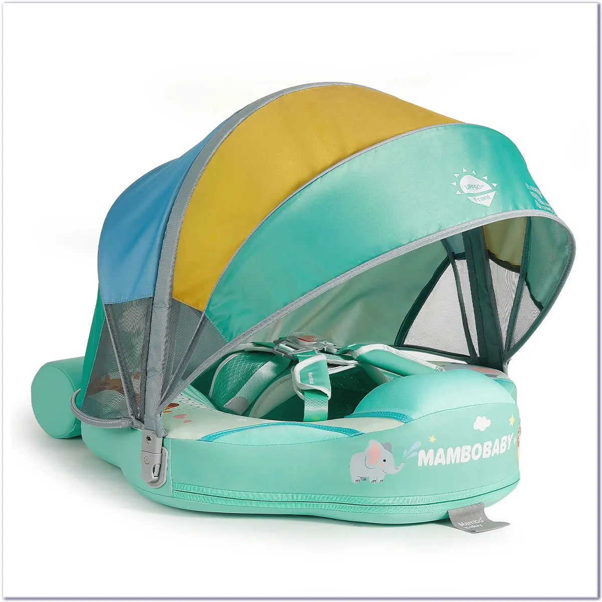 2024 New Mambobaby Animals Float Non-Inflatable Solid Baby Swimming buoy Water Trainer Infant Pool Floator Swim Ring with Canopy