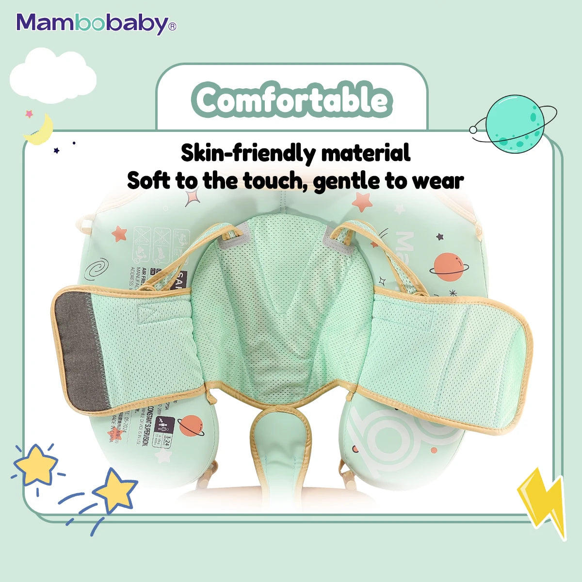 Mambobaby Baby Foldable Float Inflatable Free with Sun Canopy Safe Crotch Strap Pool Swim Ring Swim Tube Pool Float Water Circle