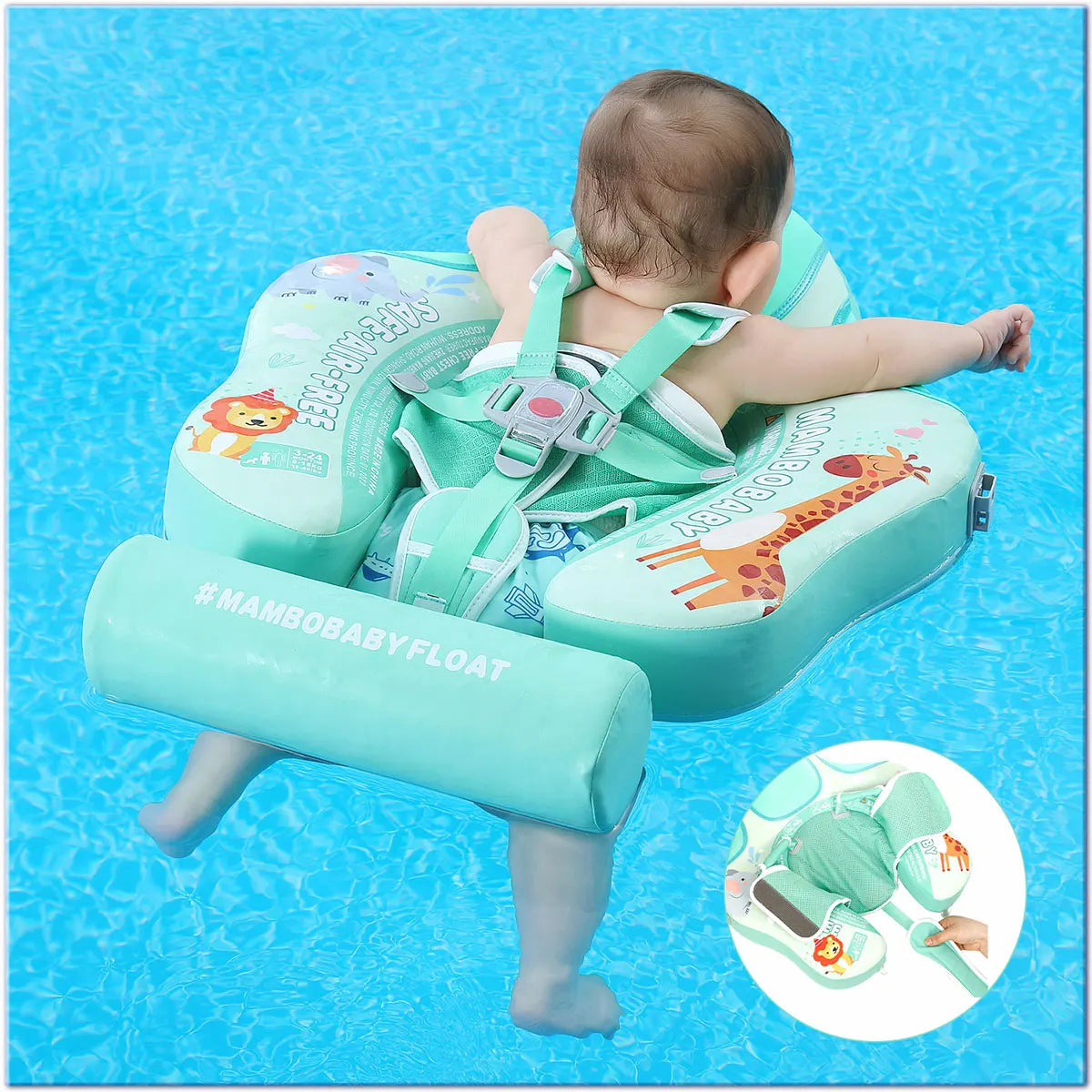 2024 New Mambobaby Animals Float Non-Inflatable Solid Baby Swimming buoy Water Trainer Infant Pool Floator Swim Ring with Canopy