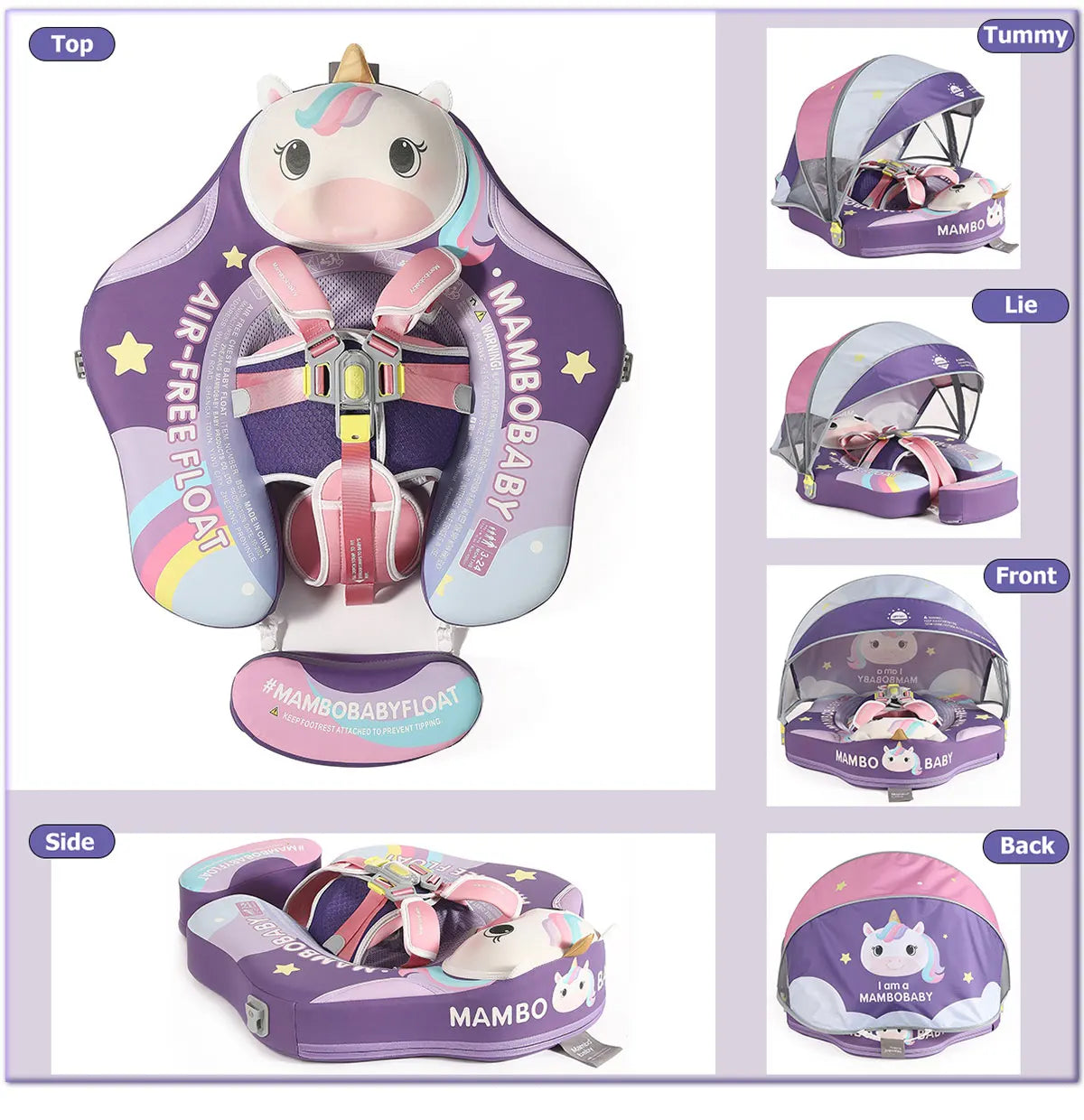 Mambobaby Float Safe Solid Core ST-Unicorn B503-143-W-Z Comfort Always: Skin-friendly Coat Baby Swimming Ring Toddler Pool Float