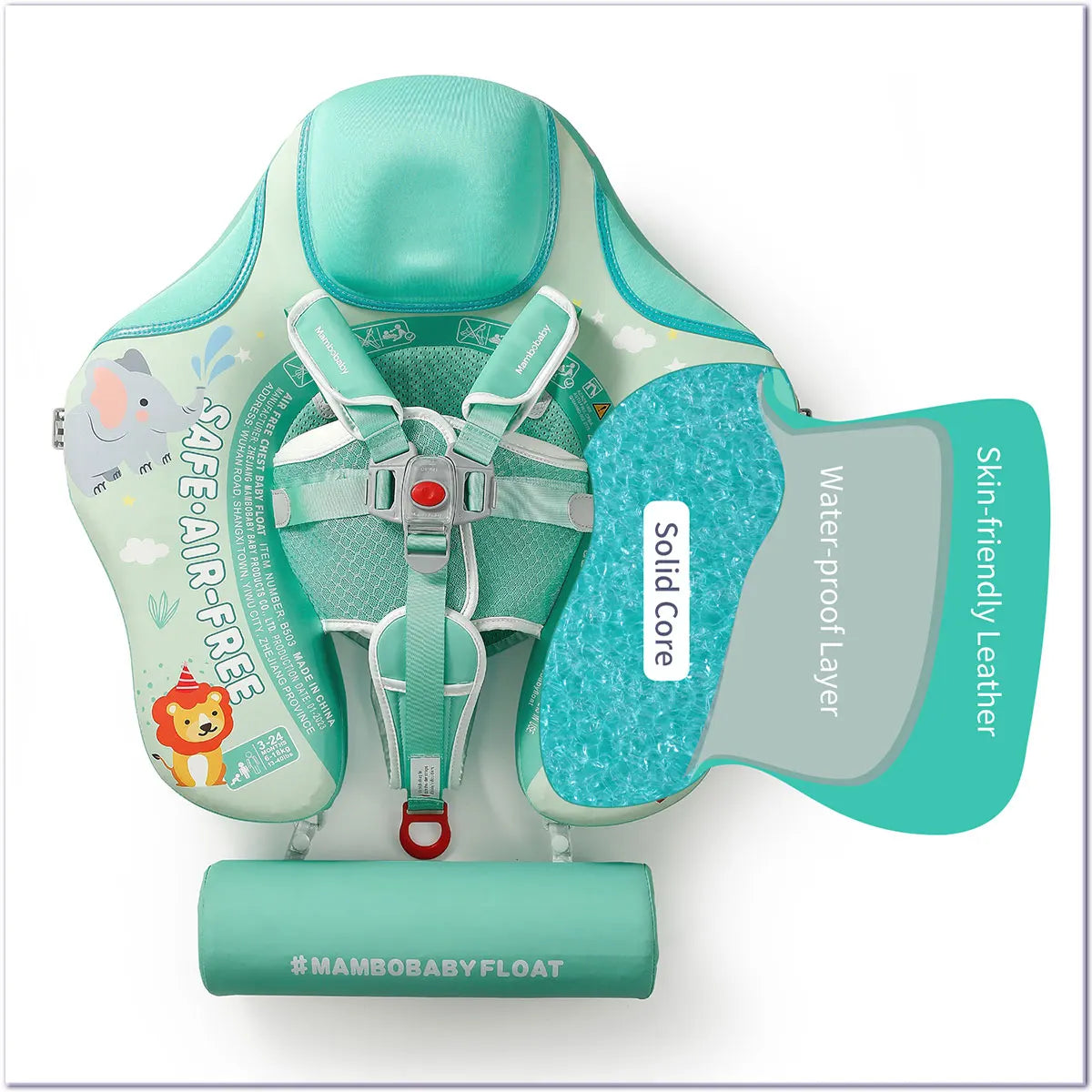 2024 New Mambobaby Animals Float Non-Inflatable Solid Baby Swimming buoy Water Trainer Infant Pool Floator Swim Ring with Canopy