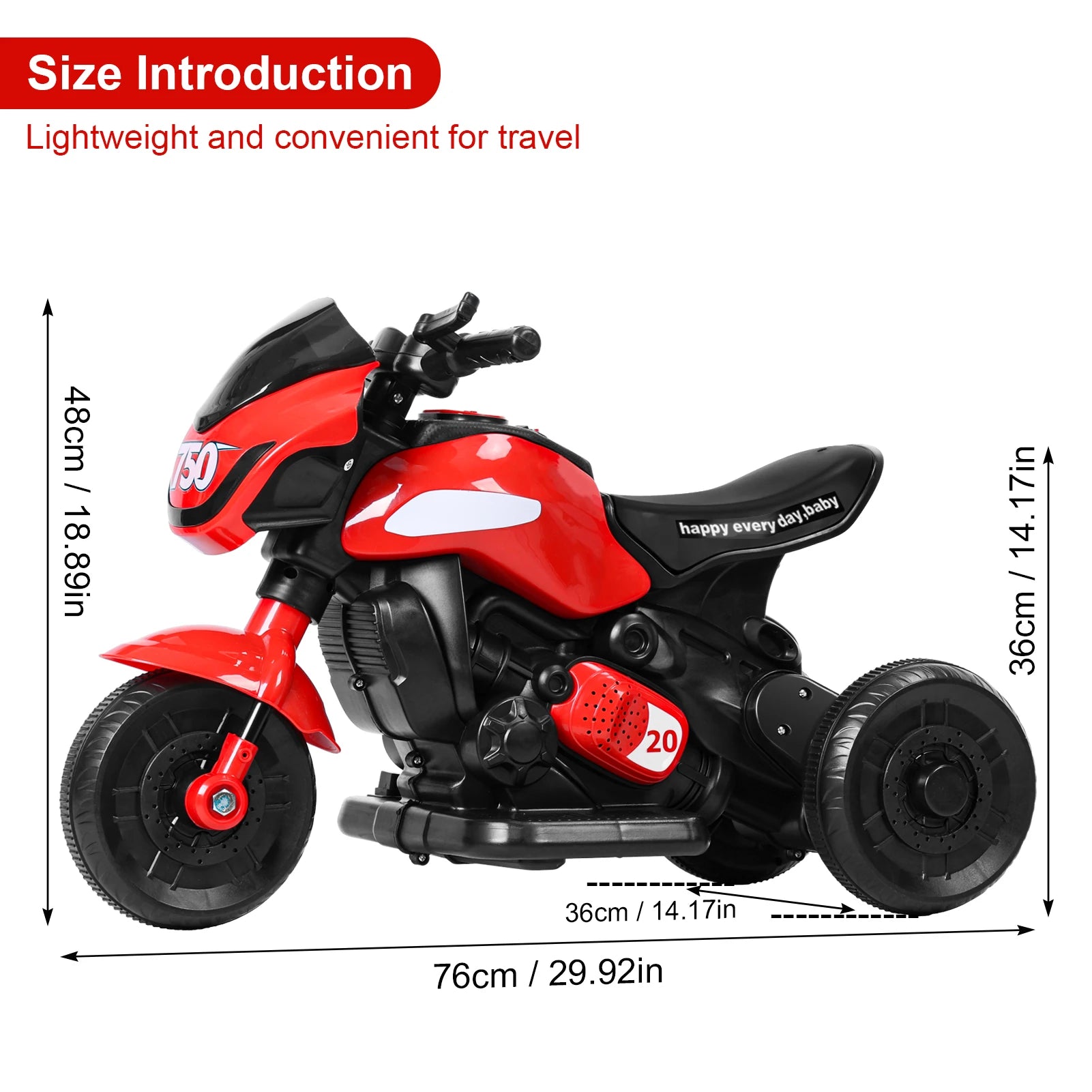 Kids Electric Tricycle Kids Motorcycle Ride-on Car Toy 3-Wheel Battery Powered Motorbike For Kids 1-6 Years Old Front Headlight