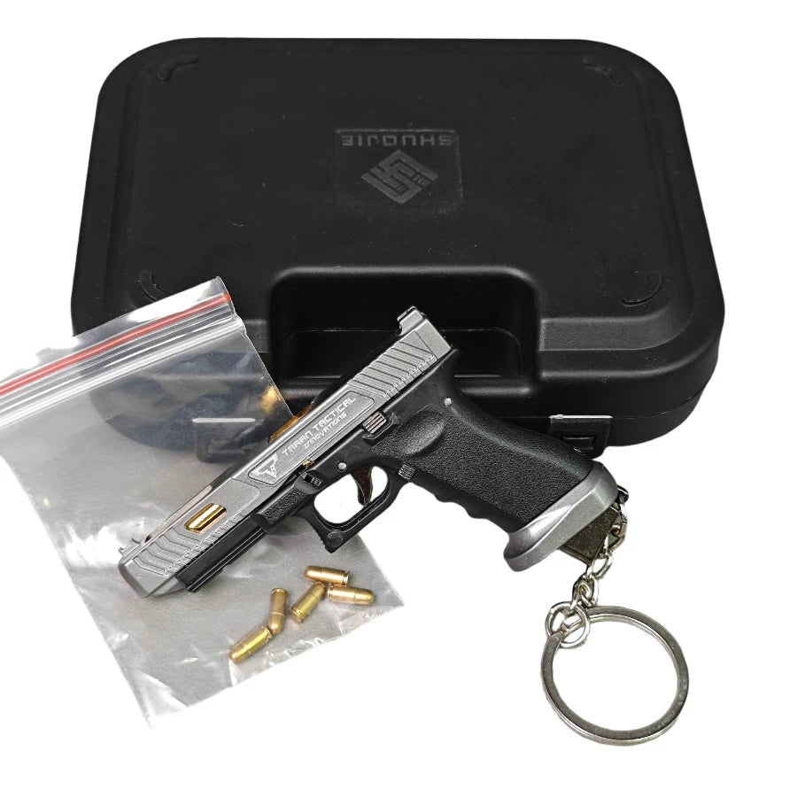 New  2025 Glock 34 Black Grey Tactical Alloy Mini Pistol Keychain Toy 1:3 Scale Shell Ejection Free Assembly Mini Gun Fidget Toy