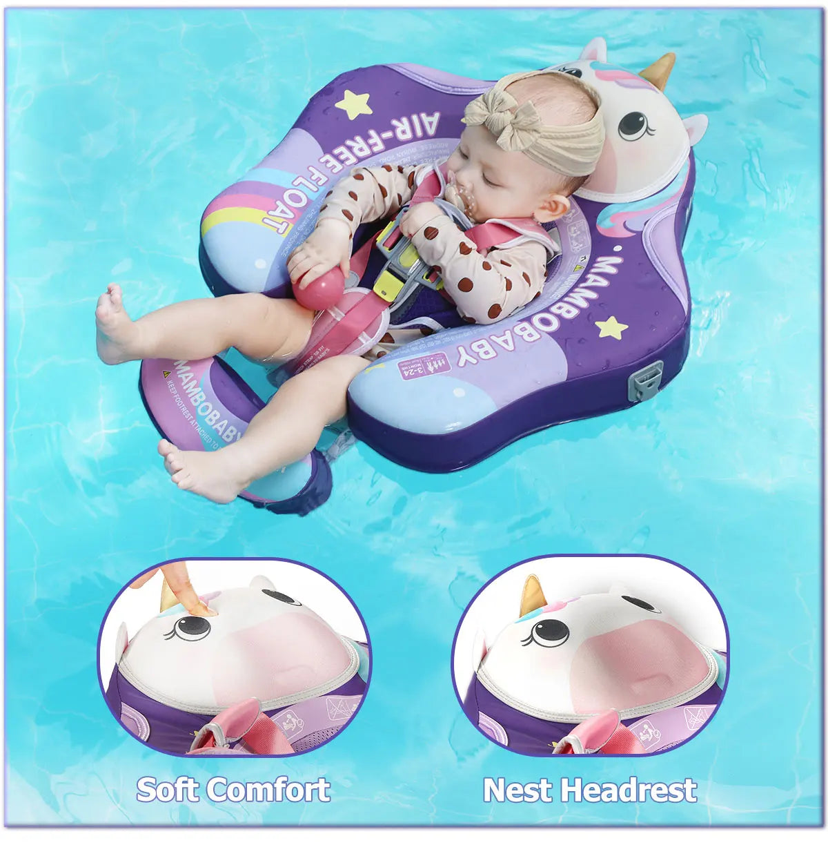 Mambobaby Float Safe Solid Core ST-Unicorn B503-143-W-Z Comfort Always: Skin-friendly Coat Baby Swimming Ring Toddler Pool Float