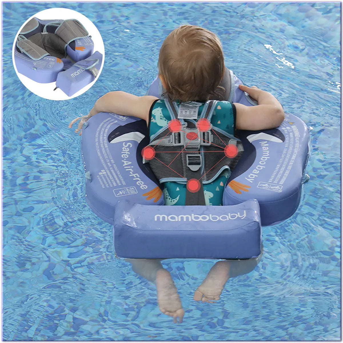 Mambobaby Baby Pool Float Blackproof Pool Mat For Infant Non-Inflatable Natation Buoy With Parasol Beach Toys For 3-24 Months
