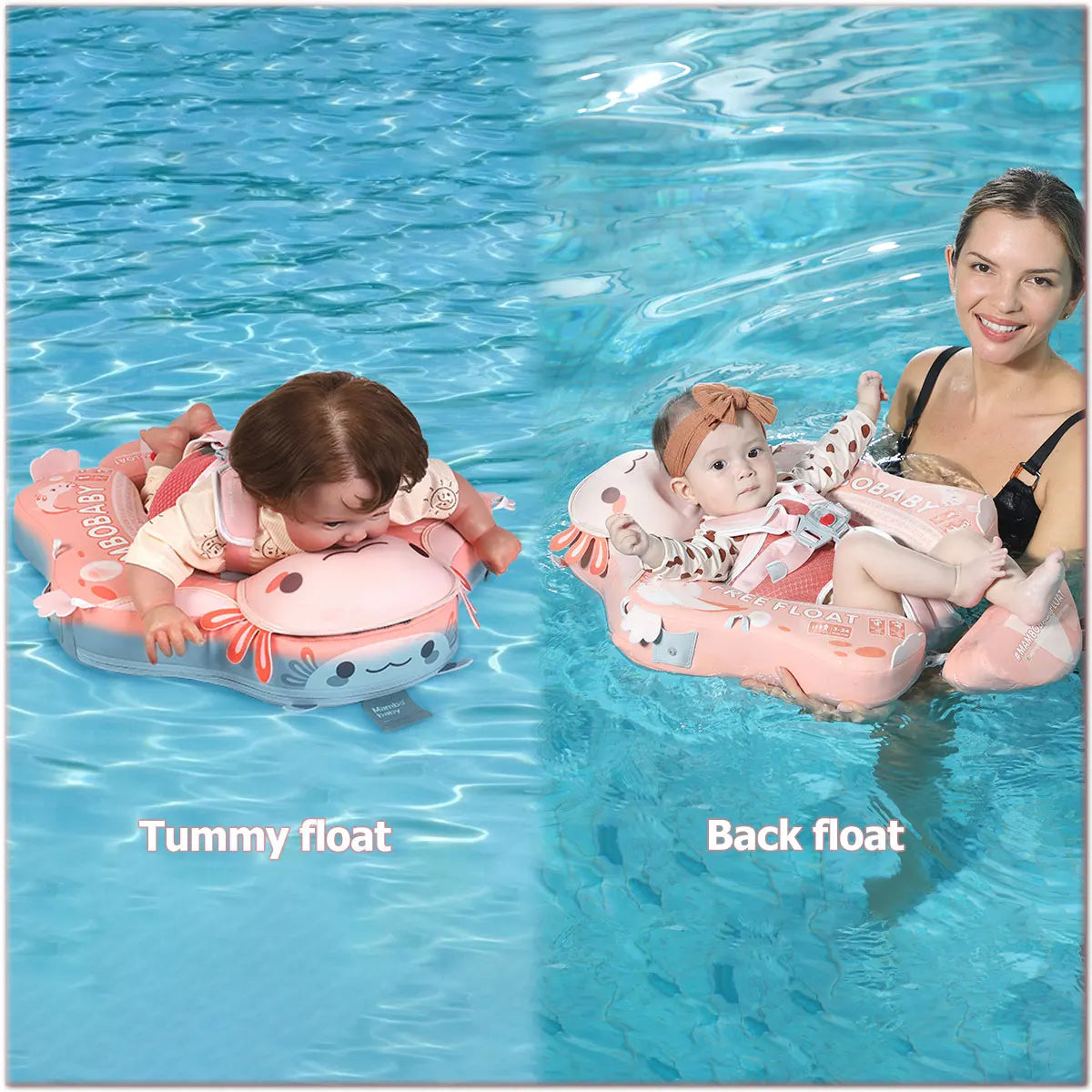 Mambobaby Float Axie Baby Pool Float: Safe & Comfortable Swim Trainer for Infant & Toddler, Non-Inflatable, UV Protection Canopy
