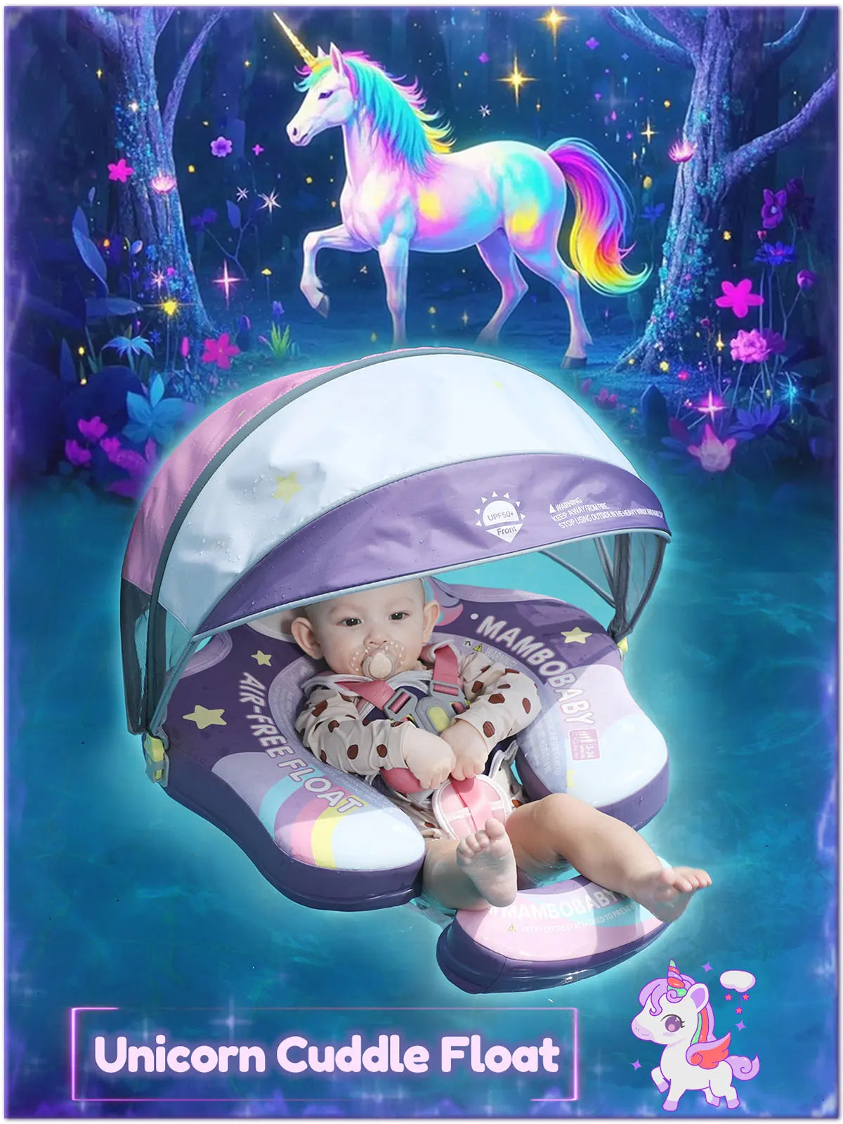 Mambobaby Float Safe Solid Core ST-Unicorn B503-143-W-Z Comfort Always: Skin-friendly Coat Baby Swimming Ring Toddler Pool Float