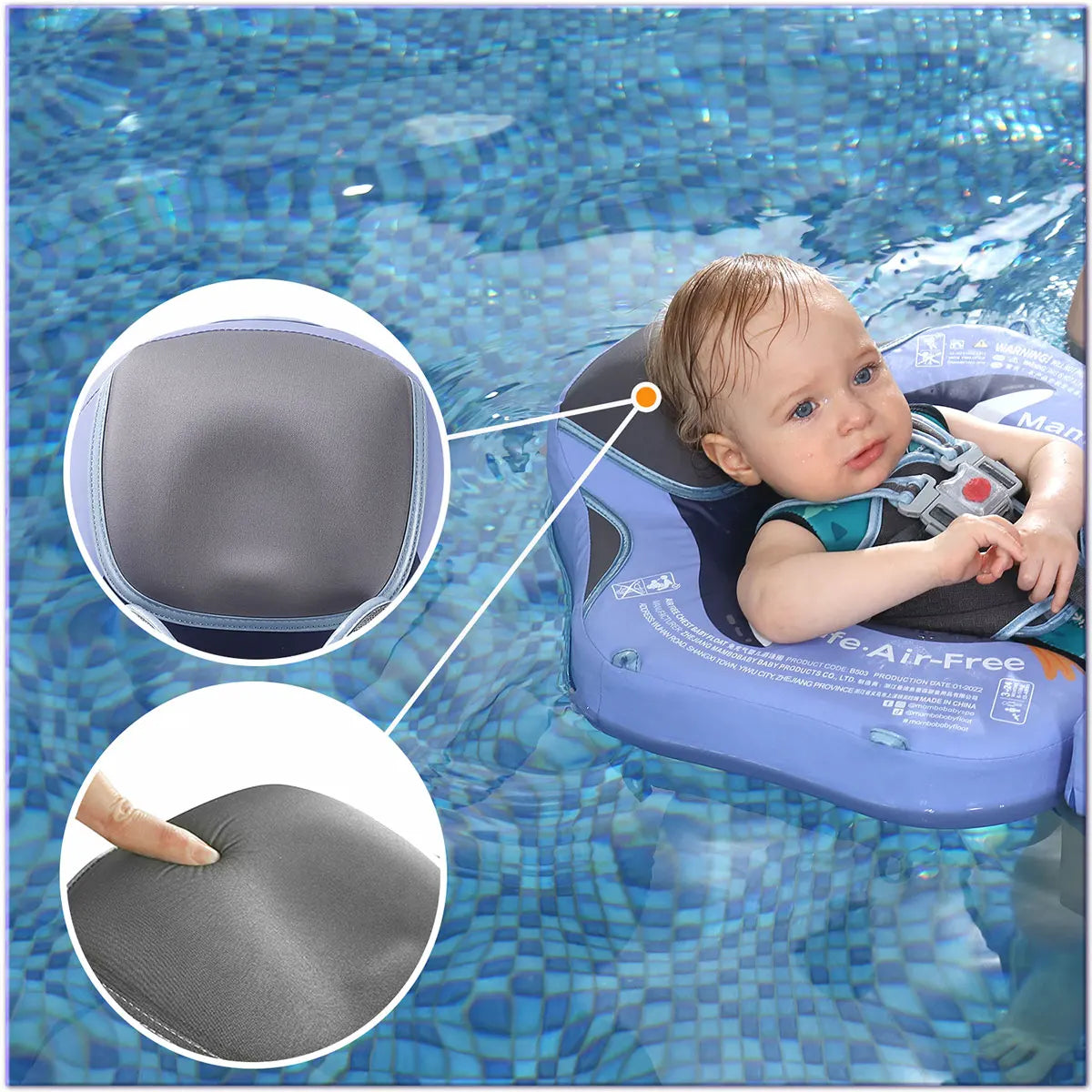 Mambobaby Baby Pool Float Blackproof Pool Mat For Infant Non-Inflatable Natation Buoy With Parasol Beach Toys For 3-24 Months