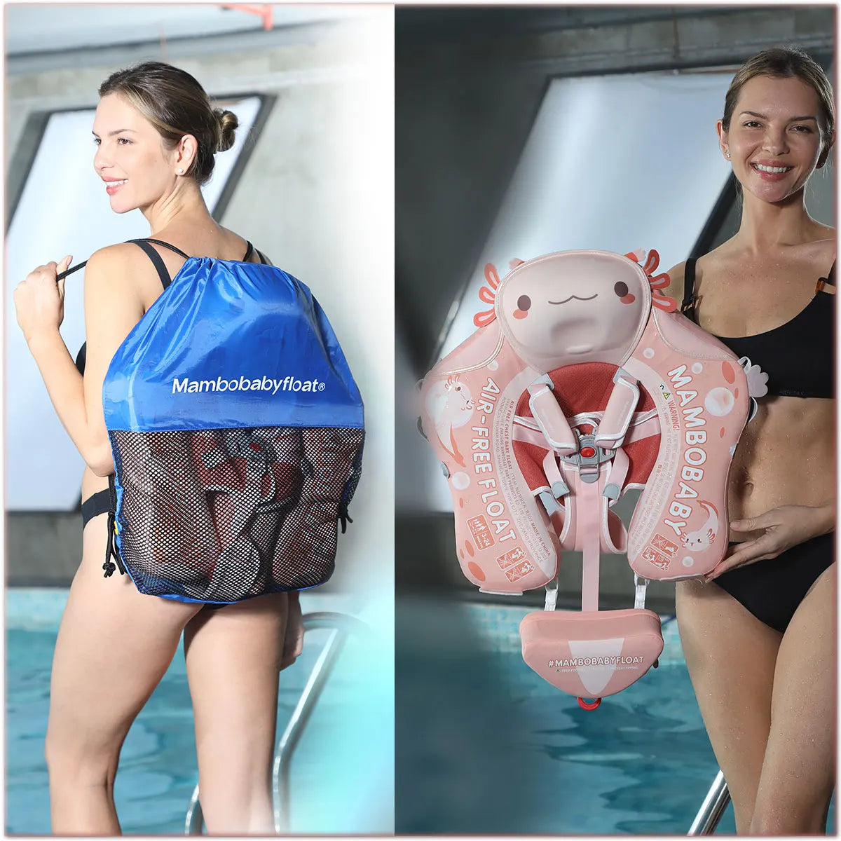 Mambobaby Float Axie Baby Pool Float: Safe & Comfortable Swim Trainer for Infant & Toddler, Non-Inflatable, UV Protection Canopy