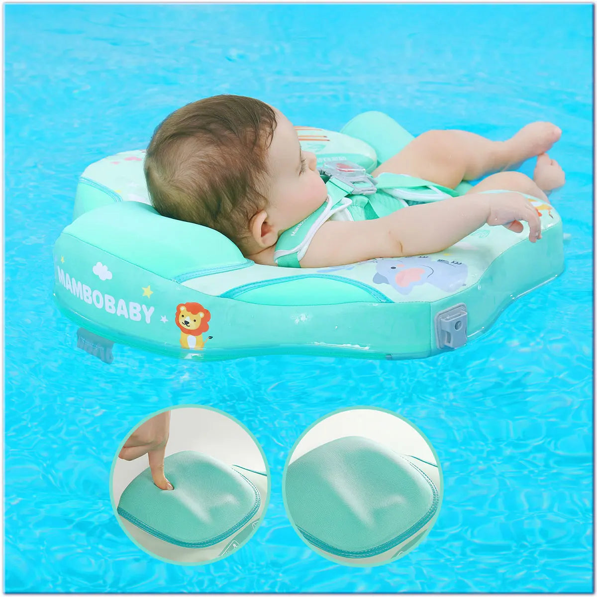 2024 New Mambobaby Animals Float Non-Inflatable Solid Baby Swimming buoy Water Trainer Infant Pool Floator Swim Ring with Canopy