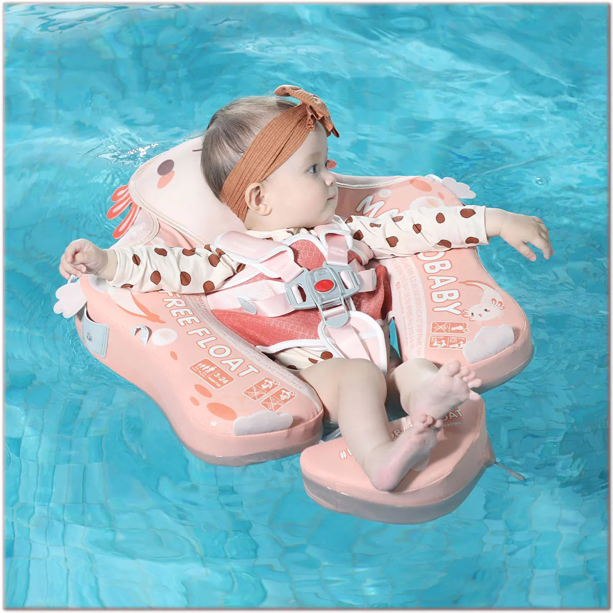 Mambobaby Float Axie Baby Pool Float: Safe & Comfortable Swim Trainer for Infant & Toddler, Non-Inflatable, UV Protection Canopy