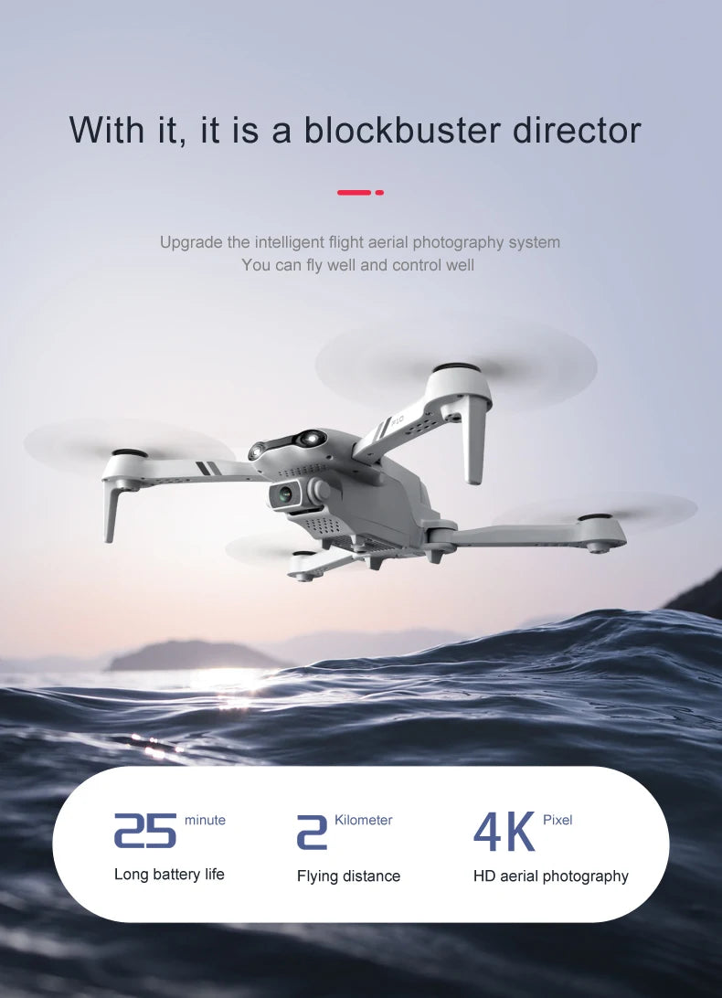 4DRC New 4K HD Dual Camera GPS Wide Angle FPV Real-time Transmission RC Distance 2km Professional Drone Quadcopter Dron Gift Toy