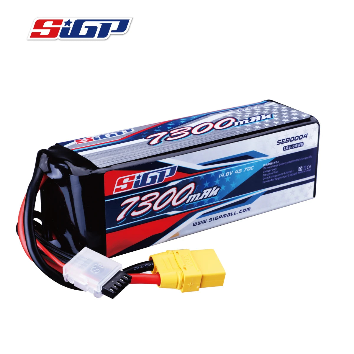 SIGP 4S 14.8V Lipo Battery 6000mAh 7300mAh 70C Soft Pack With XT90 Connector For RC Truck Car Truggy Buggy Vehice Racing Hobby