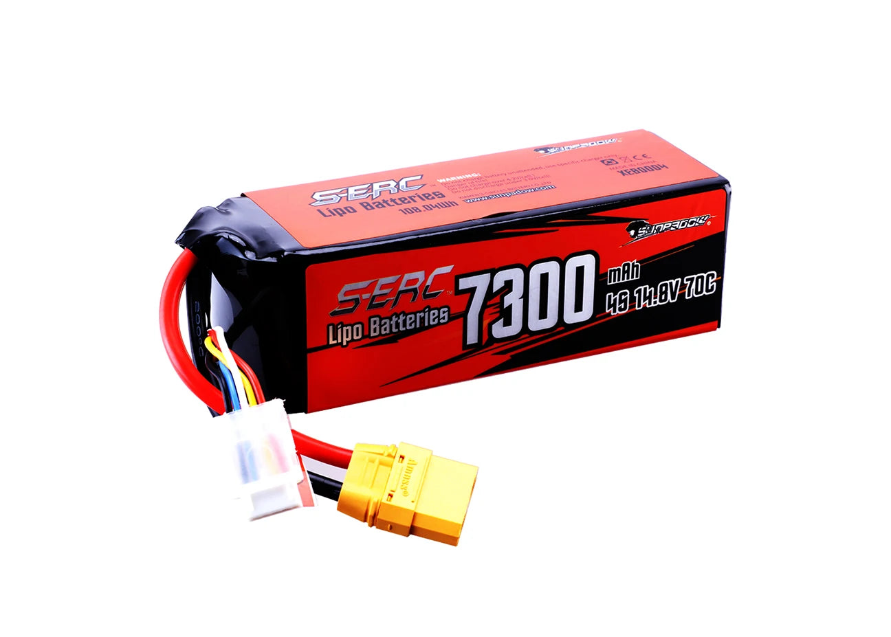 SUNPADOW 4S 14.8V Lipo Battery 7300mAh 70C Soft Pack with XT90 Plug for RC Vehicles Buggy Truggy Crawler Monster Truck Car Hobby