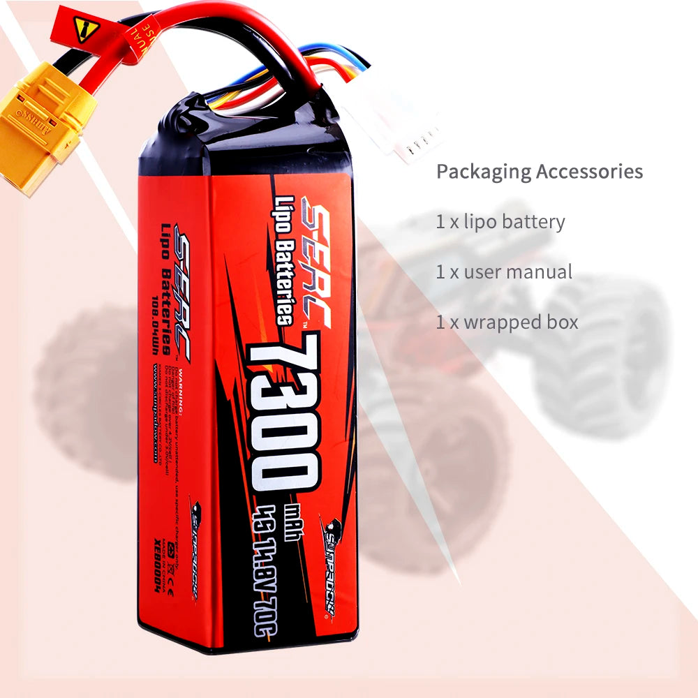 SUNPADOW 4S 14.8V Lipo Battery 7300mAh 70C Soft Pack with XT90 Plug for RC Vehicles Buggy Truggy Crawler Monster Truck Car Hobby