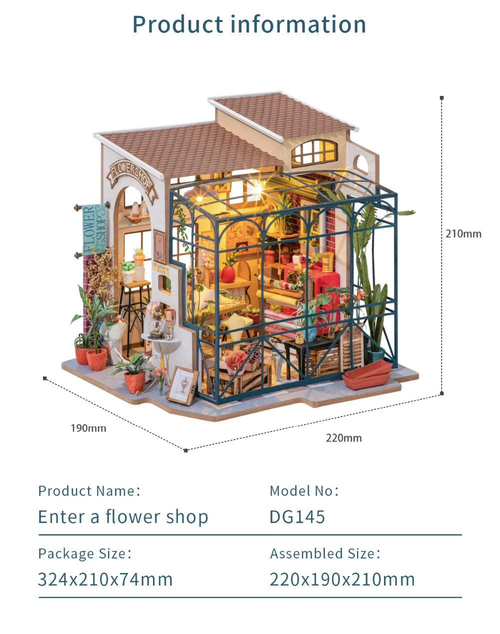 Robotime Rolife DIY Emily's Flower Shop Doll House with Furniture Children Adult Miniature Dollhouse Wooden Kits Toy DG145