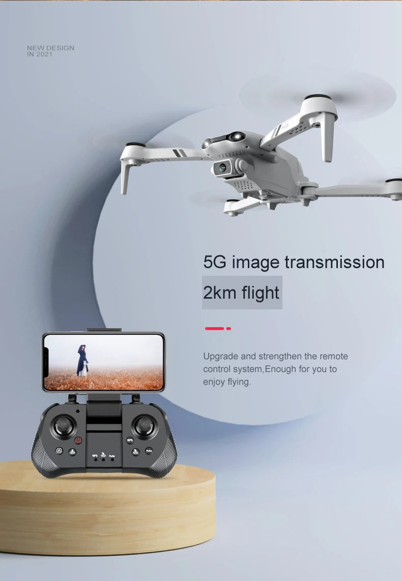 4DRC New 4K HD Dual Camera GPS Wide Angle FPV Real-time Transmission RC Distance 2km Professional Drone Quadcopter Dron Gift Toy