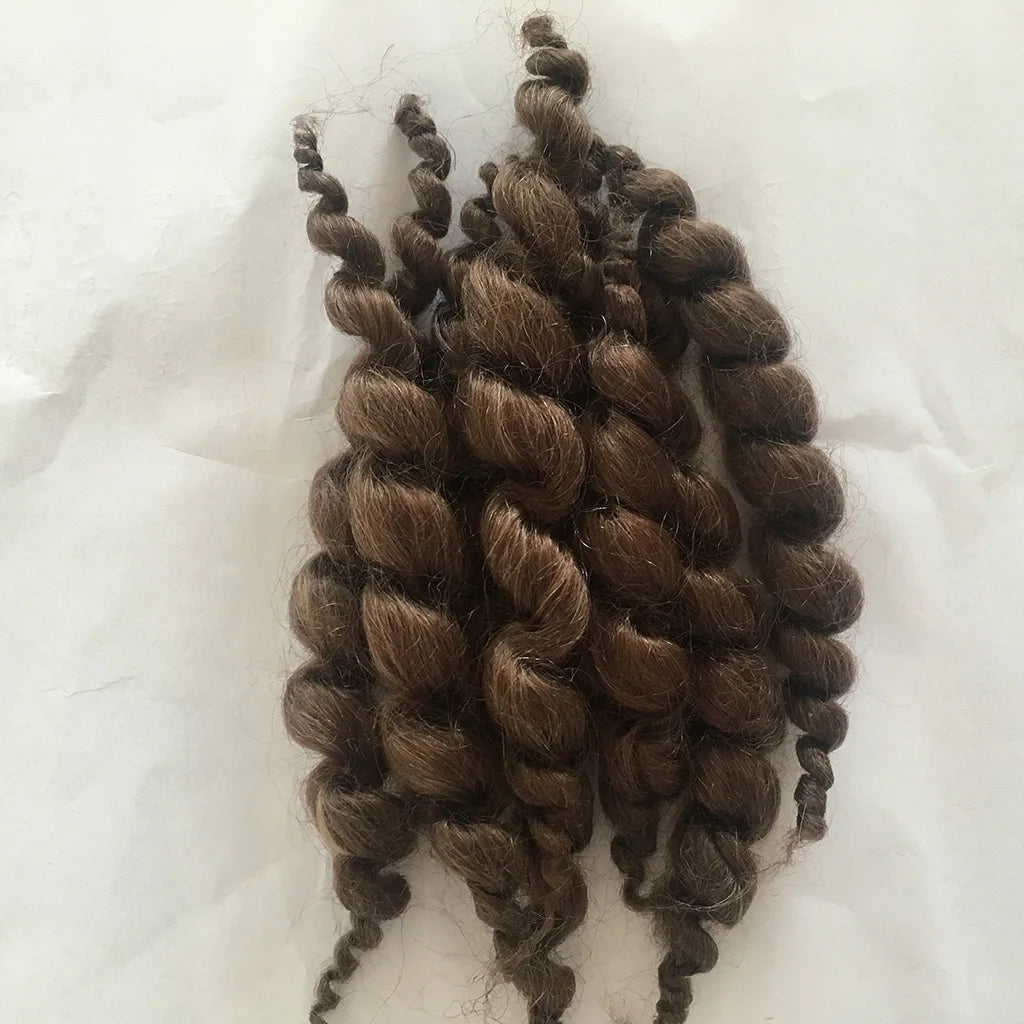 8 Stripes Reborn Doll Supplies Premium Curly Dark Brown Mohair Look Real Baby Hair,Handmade Reborn Doll DIY Accessories