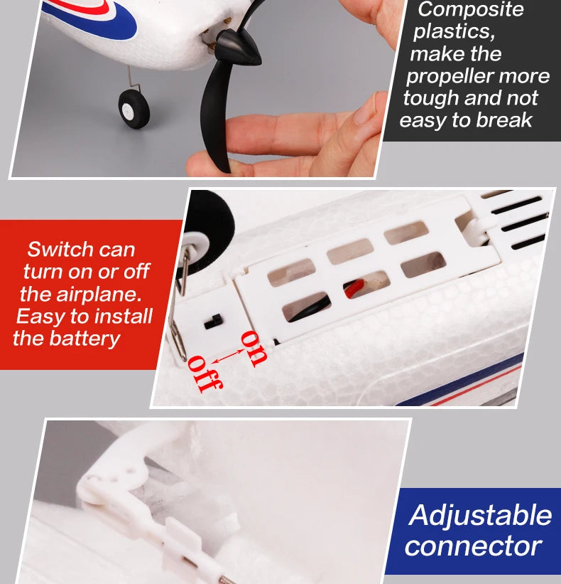 Park10 RC Airplane P707G 2.4G 3D/6G With Gyroscope 3Ch RC Airplane Fixed Wing Plane Outdoor Toys Drone RTF CESSNA 182 Plane Gift