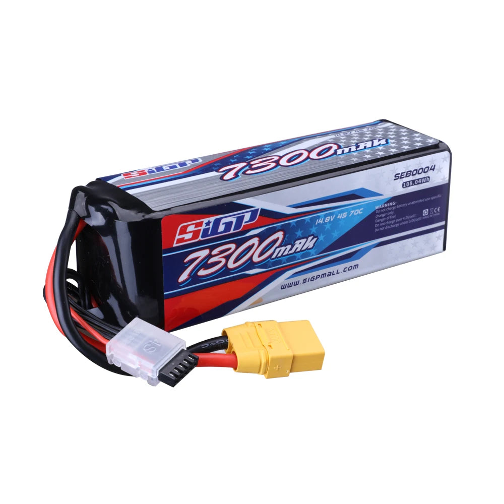 SIGP 4S 14.8V Lipo Battery 6000mAh 7300mAh 70C Soft Pack With XT90 Connector For RC Truck Car Truggy Buggy Vehice Racing Hobby